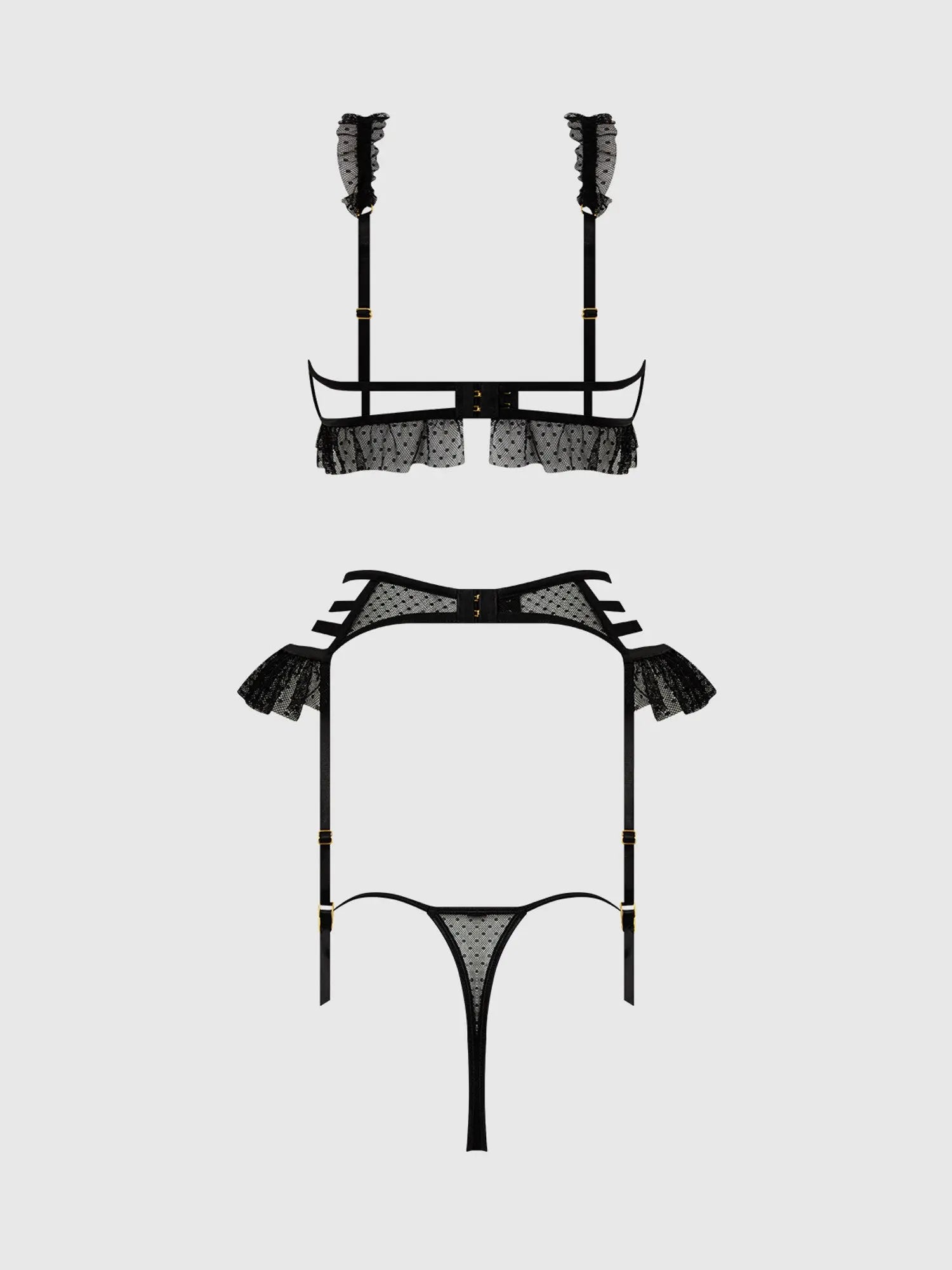 PORTIA 3 PIECE BRA, GARTER & THONG SET