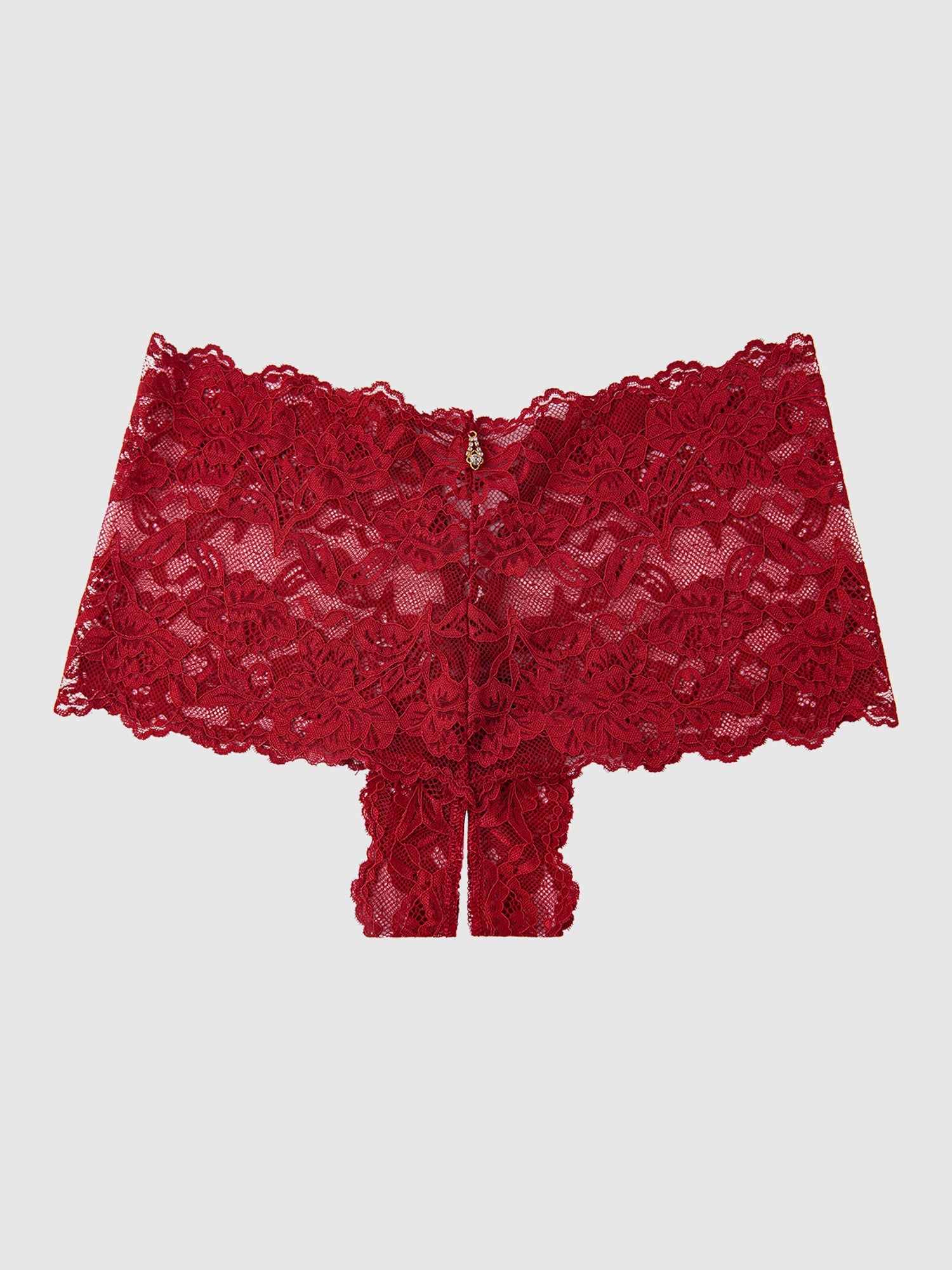 LACE CROTCHLESS CHEEKY IN FUSCHIA PINK, BLACK, RED AND BURGUNDY