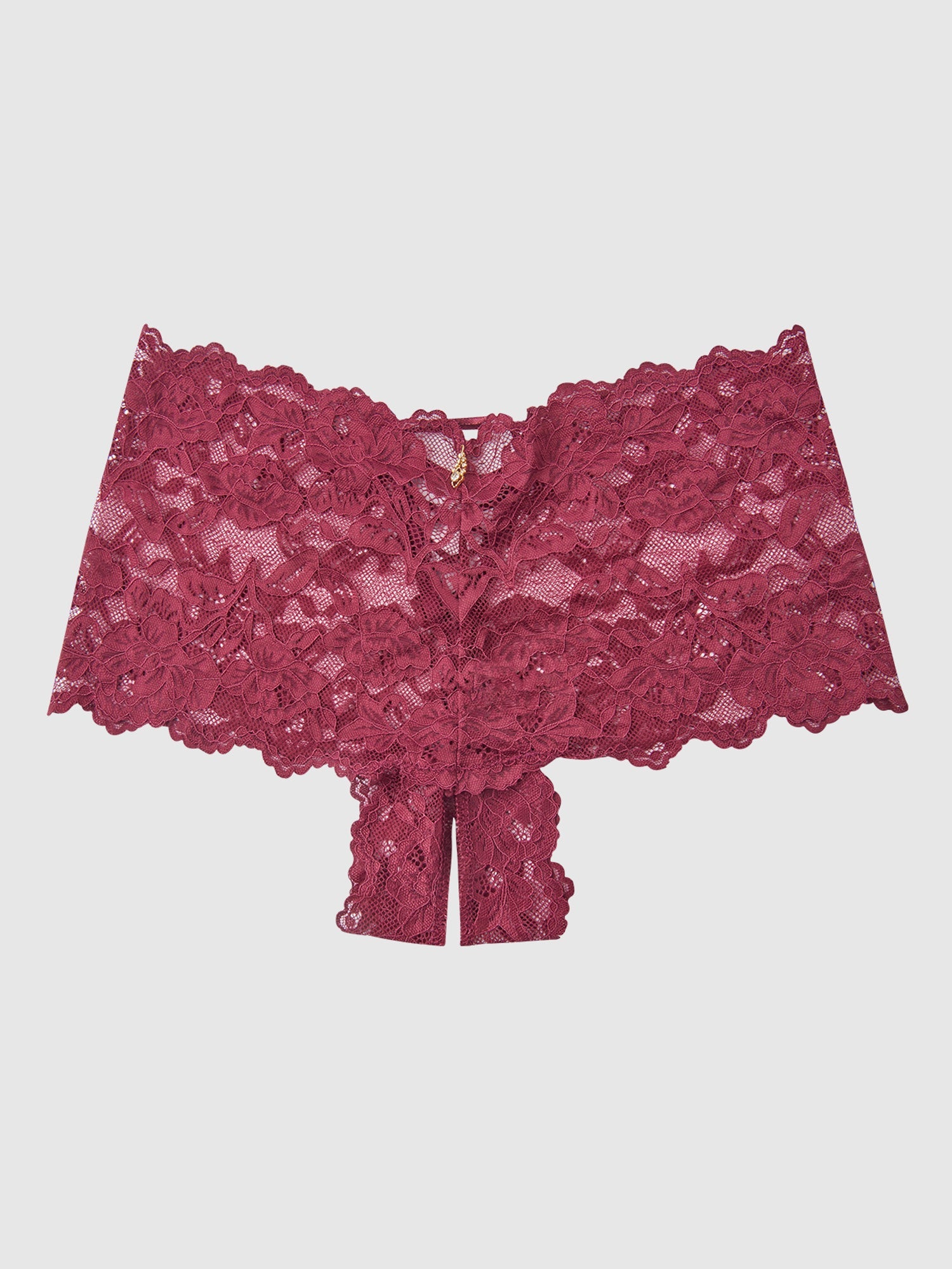 LACE CROTCHLESS CHEEKY IN FUSCHIA PINK, BLACK, RED AND BURGUNDY