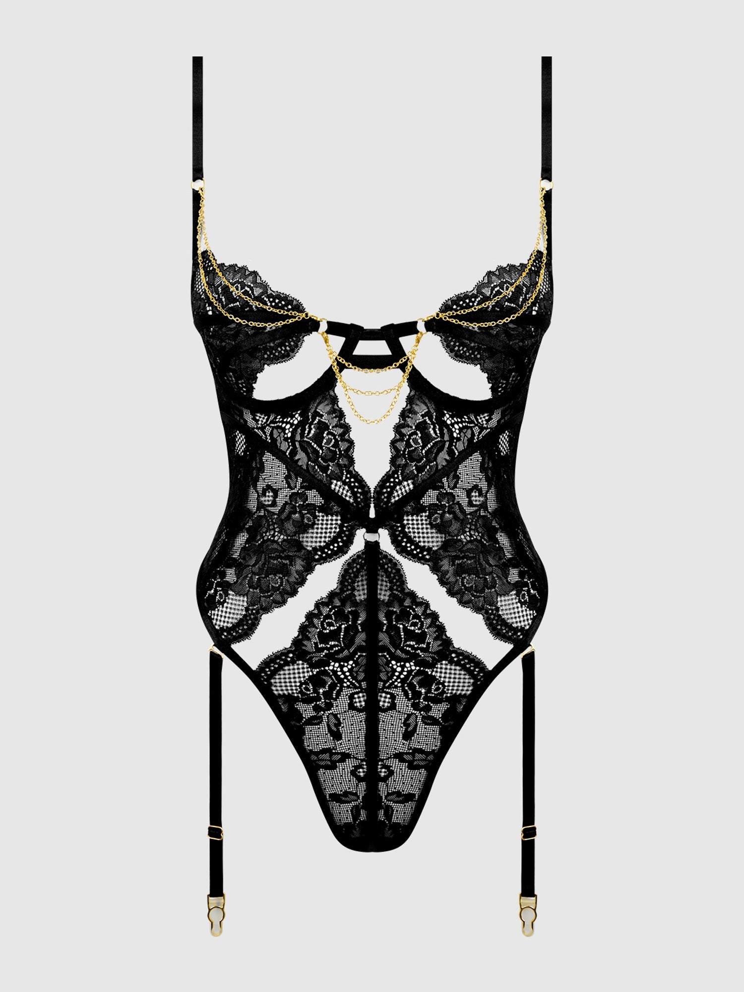 LACE & CHAIN GARTERED TEDDY