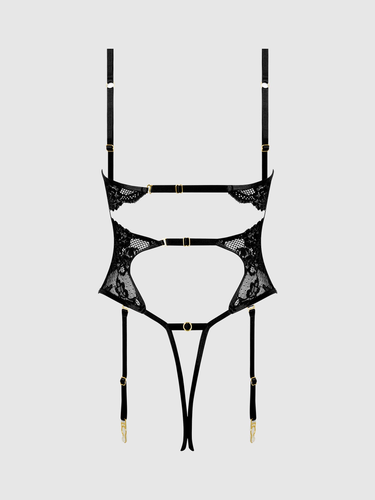 LACE & CHAIN GARTERED TEDDY