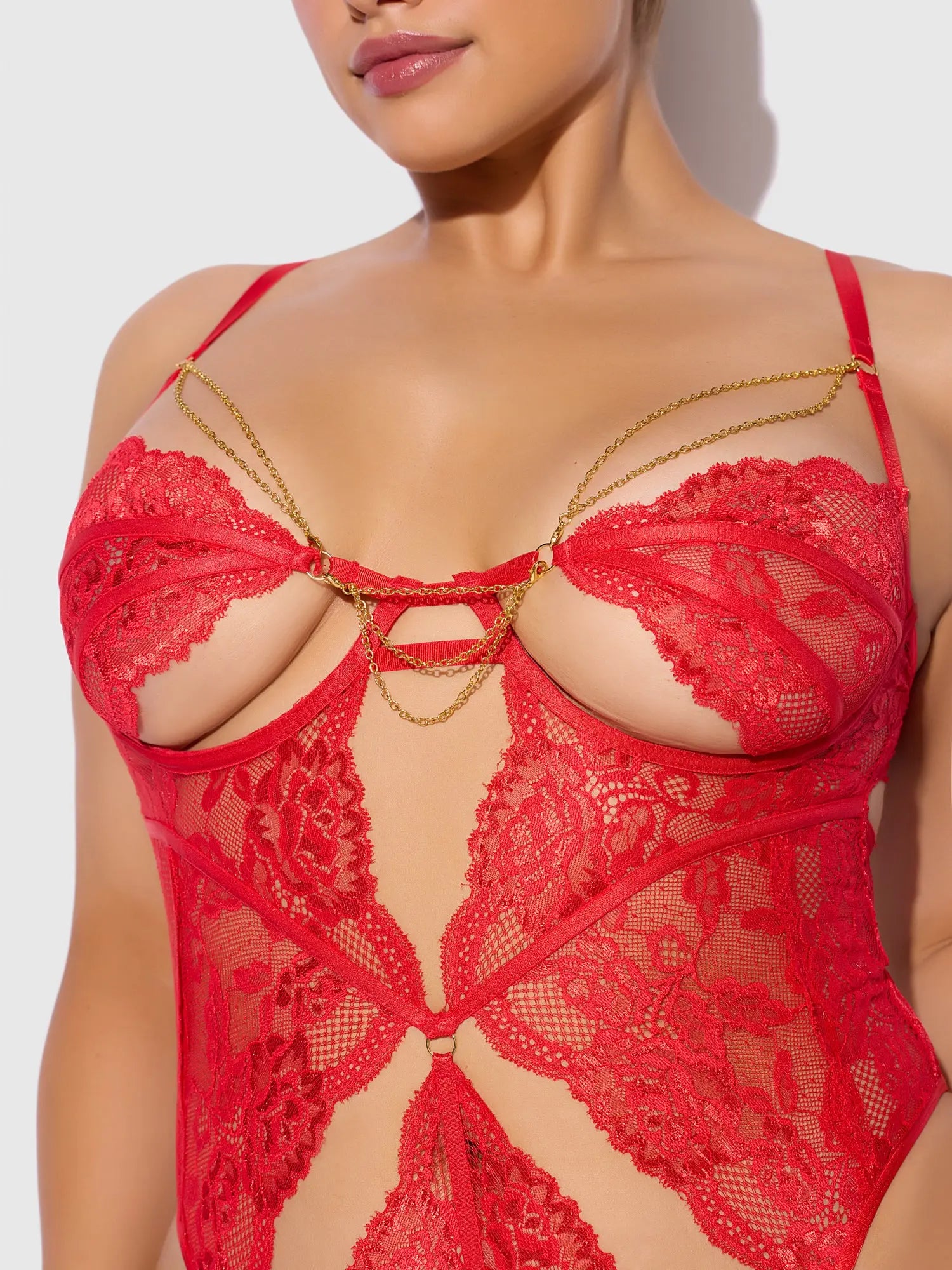 LACE & CHAIN GARTERED TEDDY