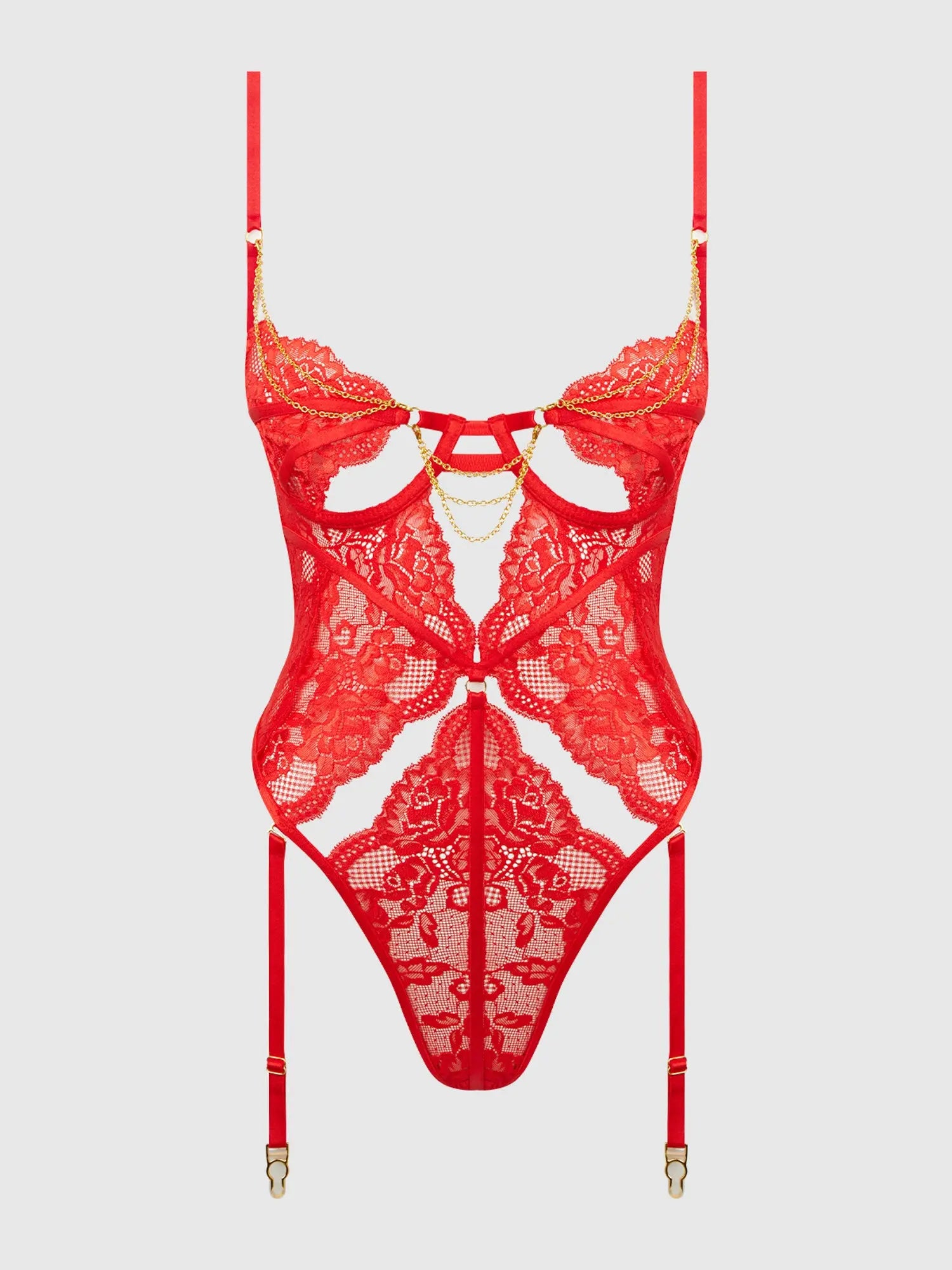 LACE & CHAIN GARTERED TEDDY