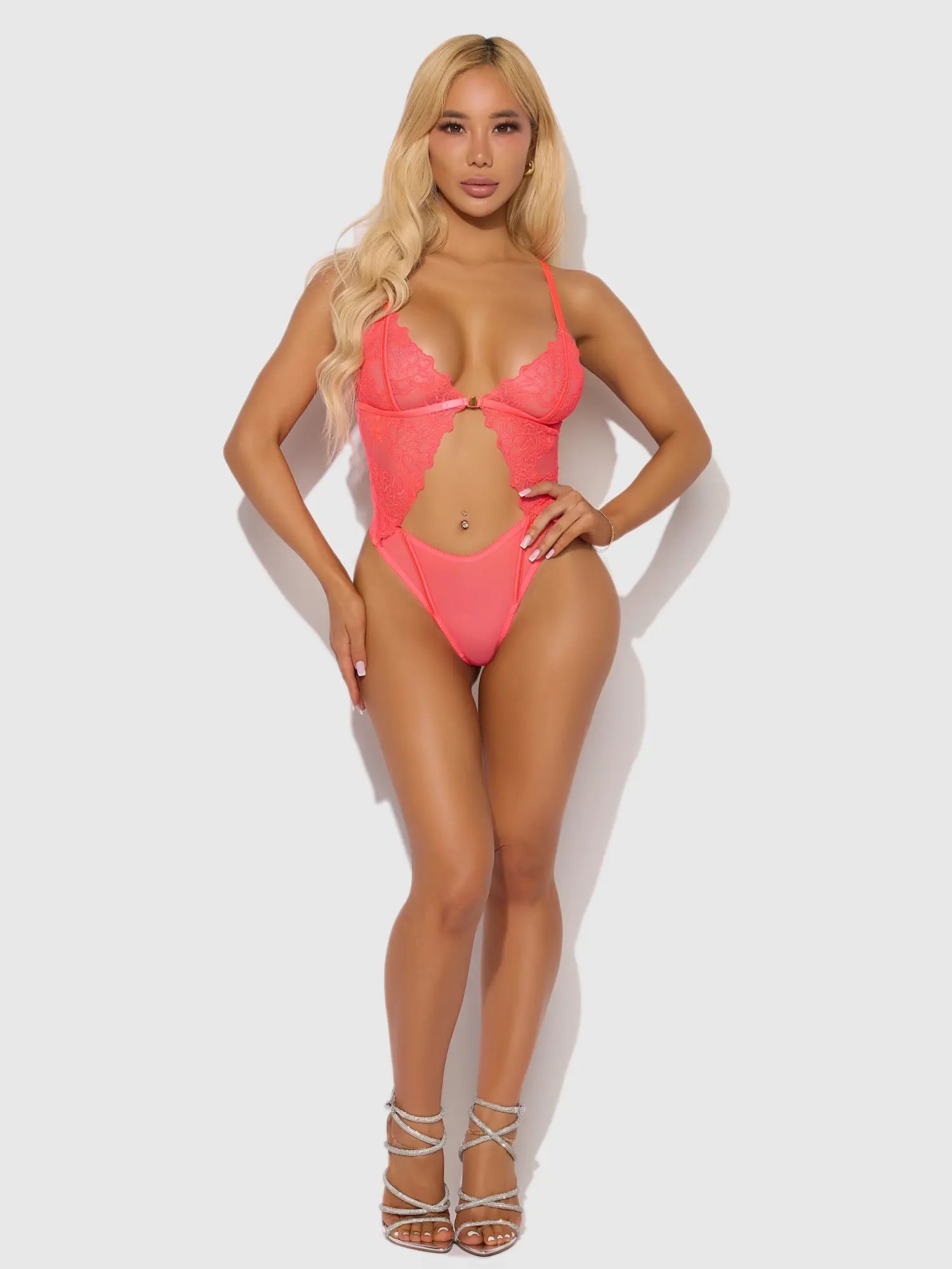 EMBROIDERED LACE TEDDY - WIRE FREE