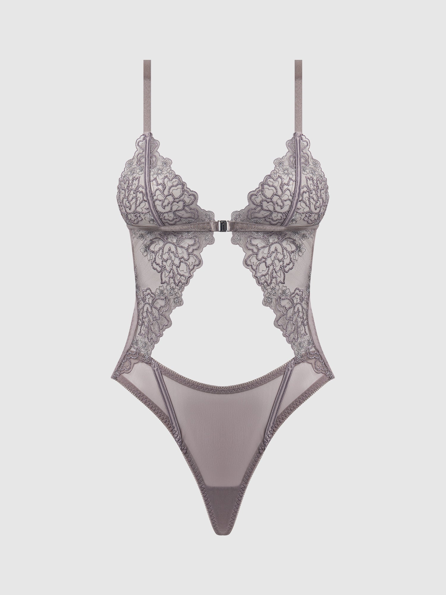 EMBROIDERED LACE TEDDY - WIRE FREE