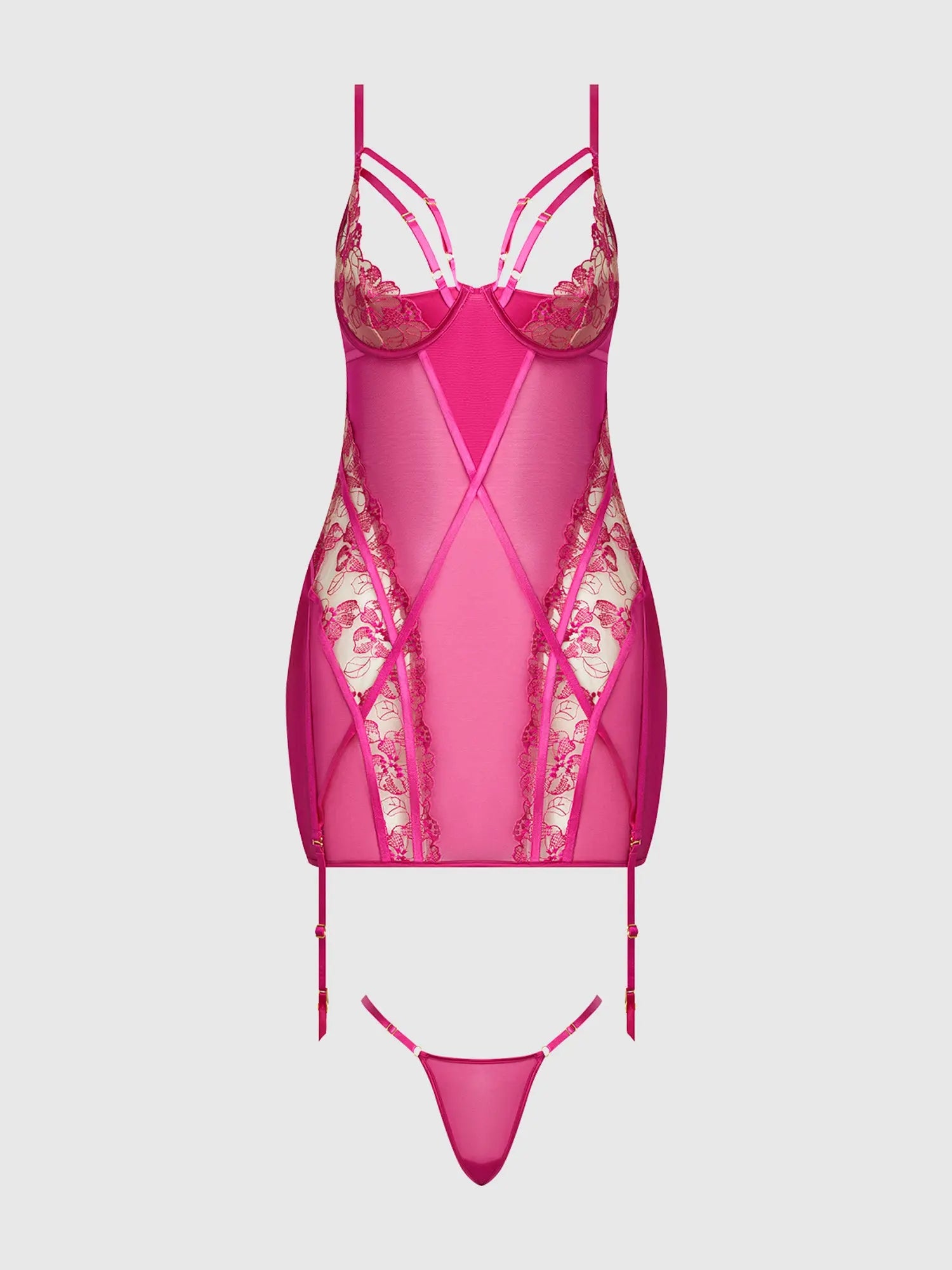 HOT PINK BLACKLIGHT CHEMISE SET