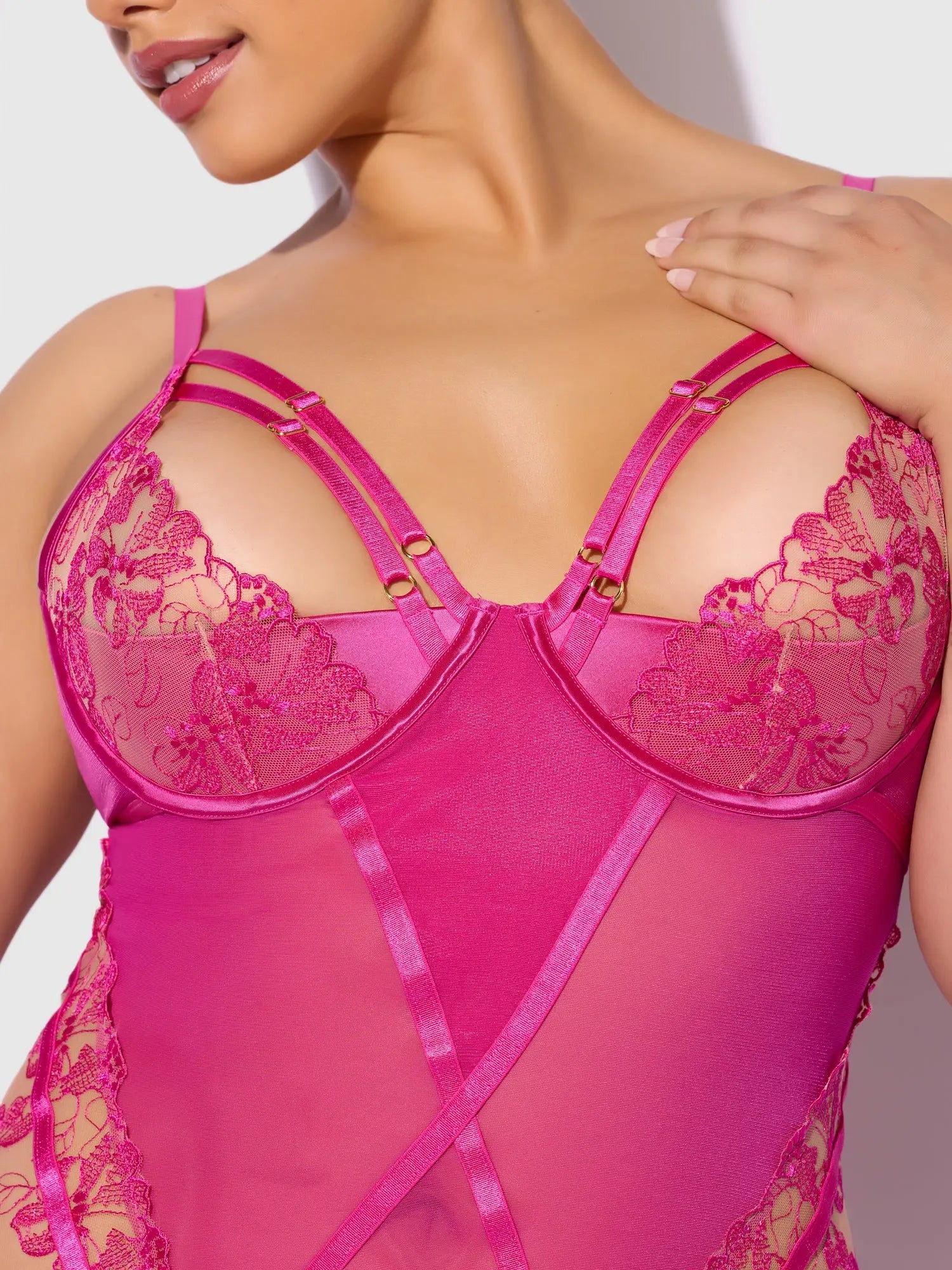 HOT PINK BLACKLIGHT CHEMISE SET