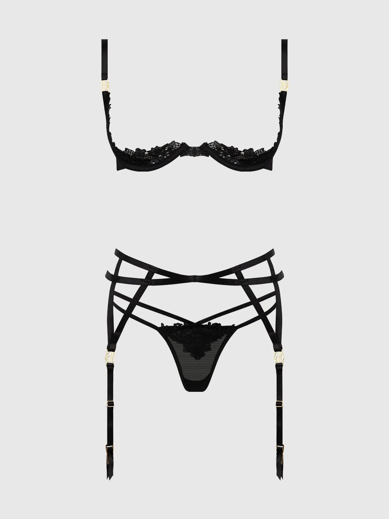ASHLEY ALEXISS LACE OPEN CUP 3 PIECE SET