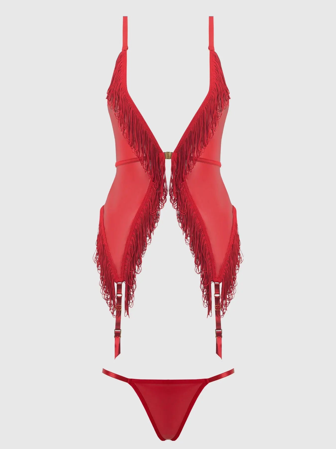 PHOENIX CHEMISE SET : red lingerie leather