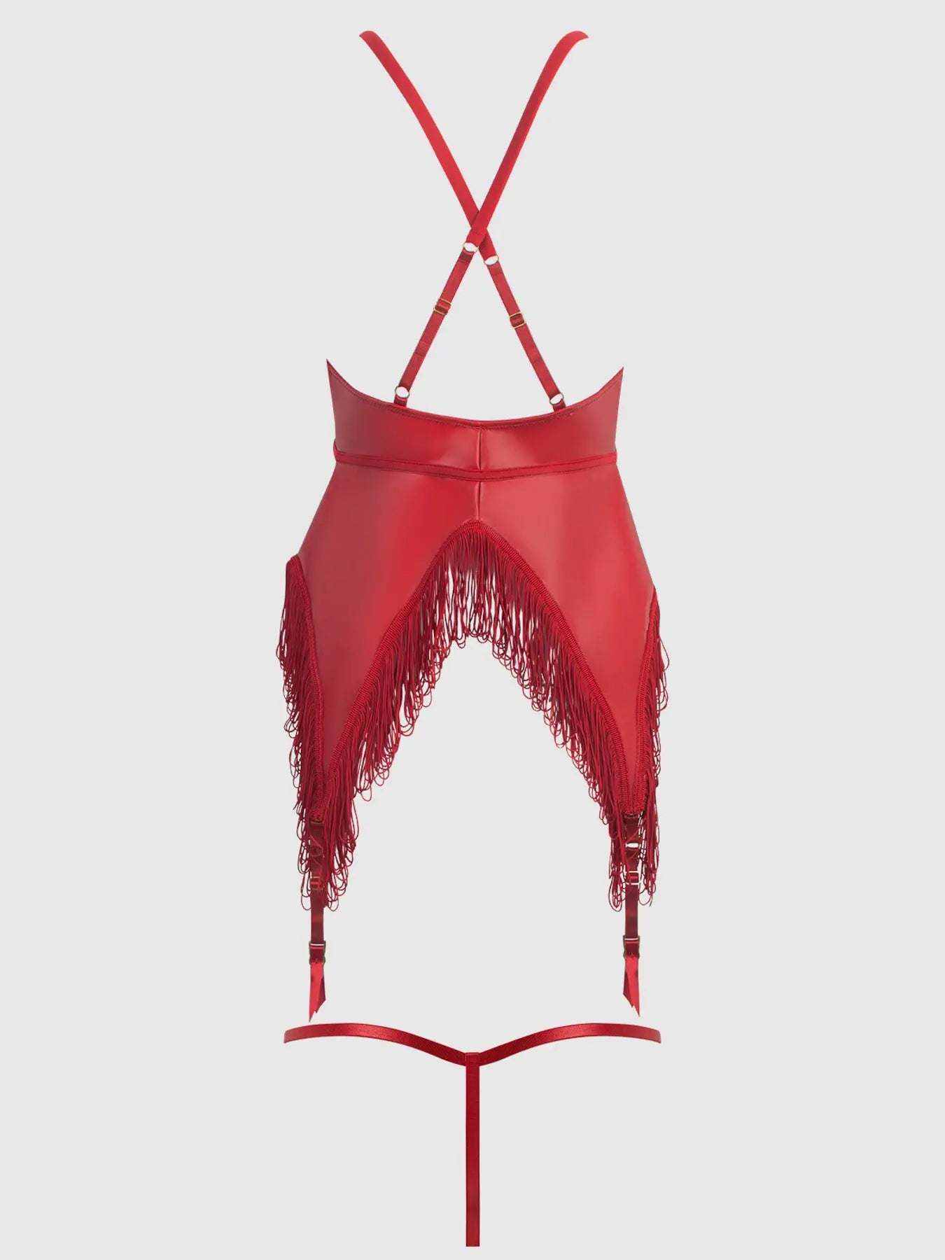 PHOENIX CHEMISE SET : red lingerie leather