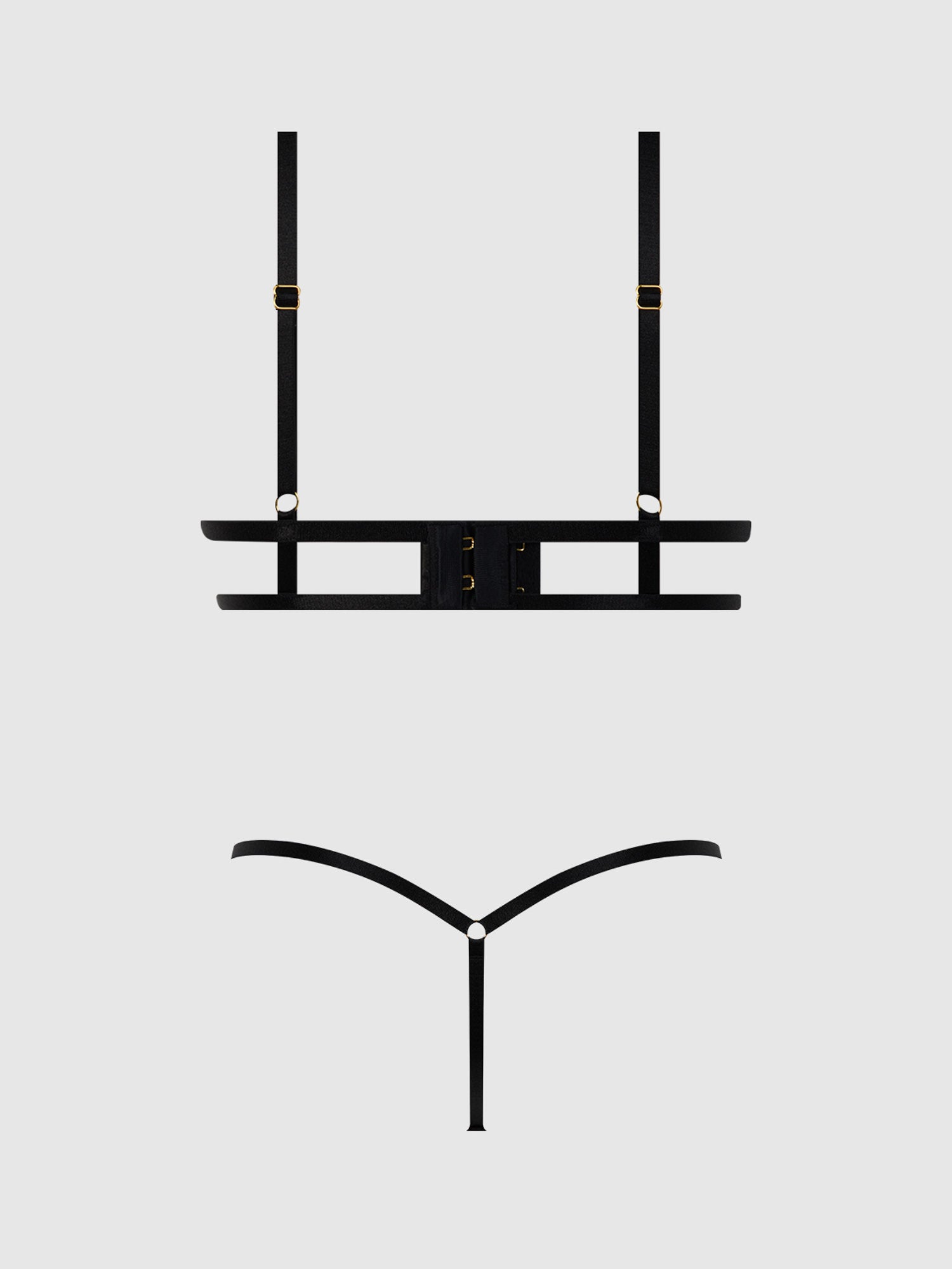 Satin & Chain Open Cup Bra & G-String Set