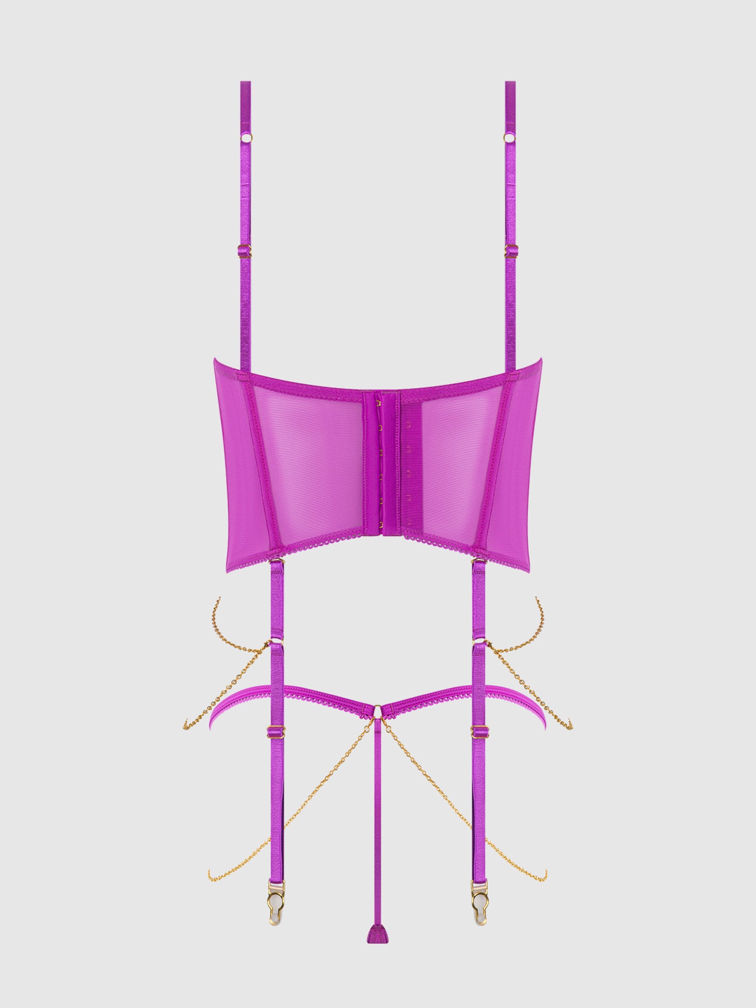 Pink Lace & Chain Bustier & G-String Set