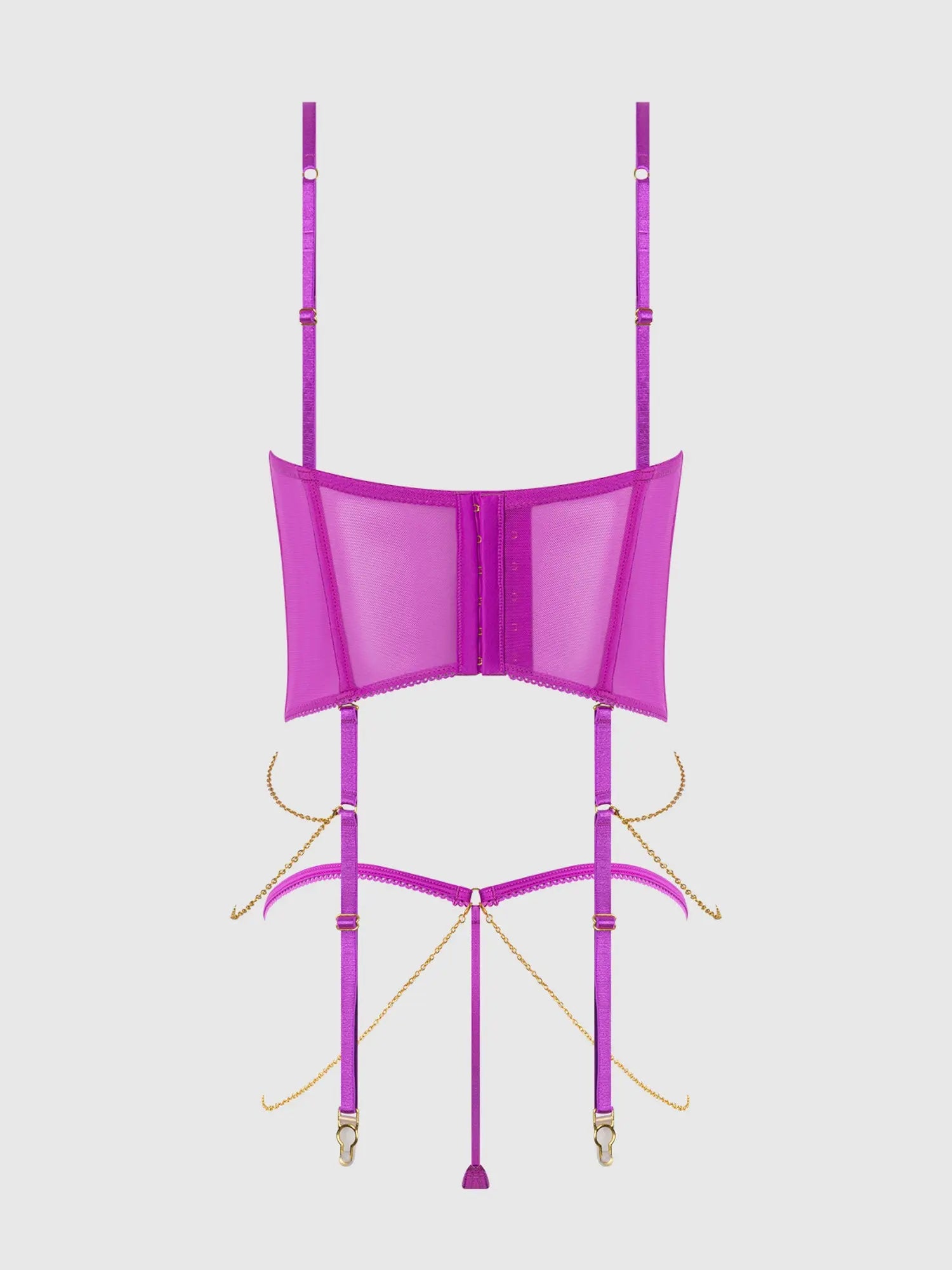 Pink Lace & Chain Bustier & G-String Set