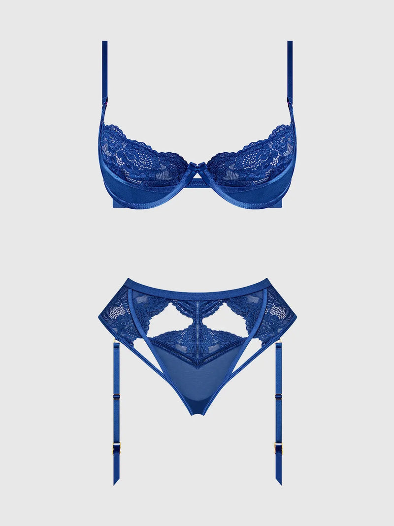 HARLOW LACE UNDERWIRE BRA & HIGH WAIST BACKLESS PANTY SET Lingerie HOD