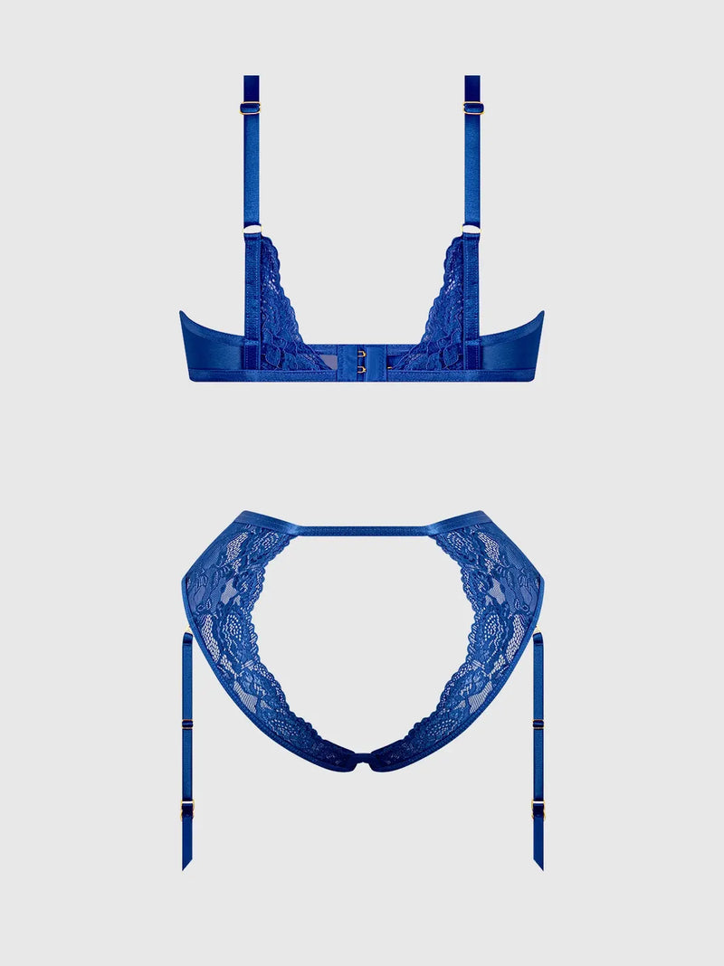 HARLOW LACE UNDERWIRE BRA & HIGH WAIST BACKLESS PANTY SET Lingerie HOD