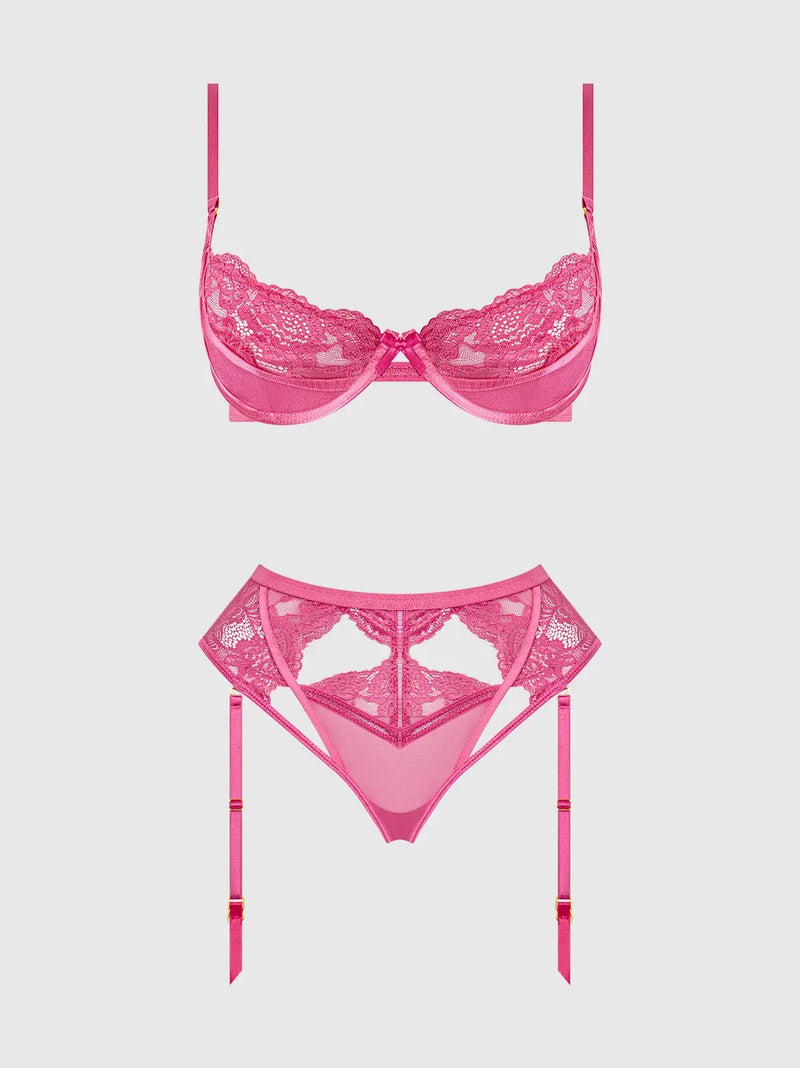 HARLOW LACE UNDERWIRE BRA & HIGH WAIST BACKLESS PANTY SET Lingerie HOD
