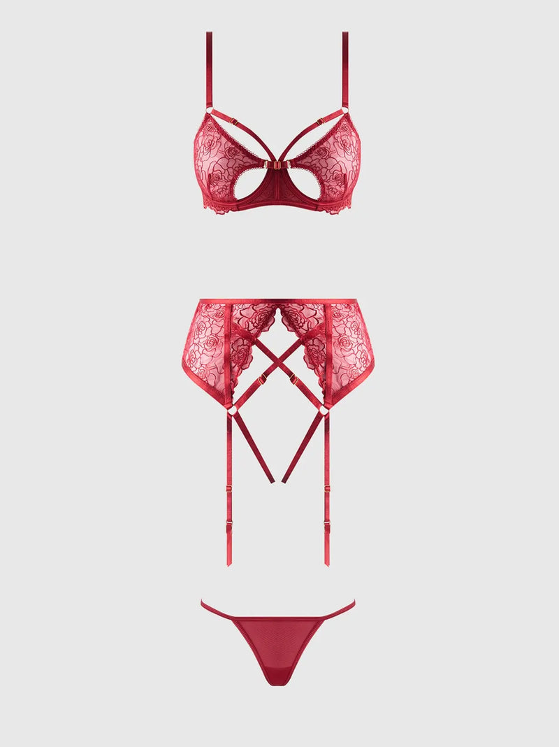 ROSALIE 3 PIECE OPEN CUP BRA SET Lingerie HOD