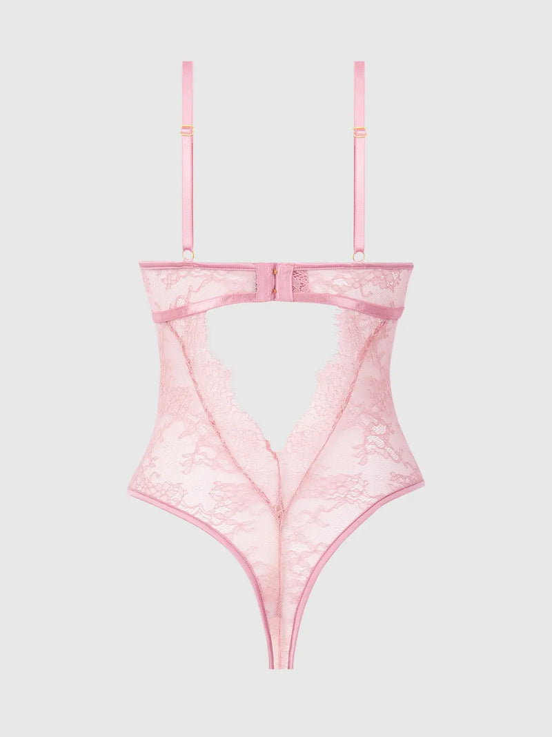 BLAIR SATIN & LACE CORSETED UNDERWIRE TEDDY Lingerie HOD