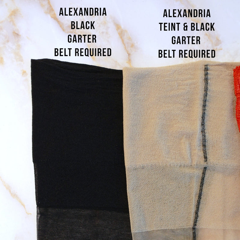 Alexandria Stockings - Belt Required - White & Black Lingerie GLAMORY