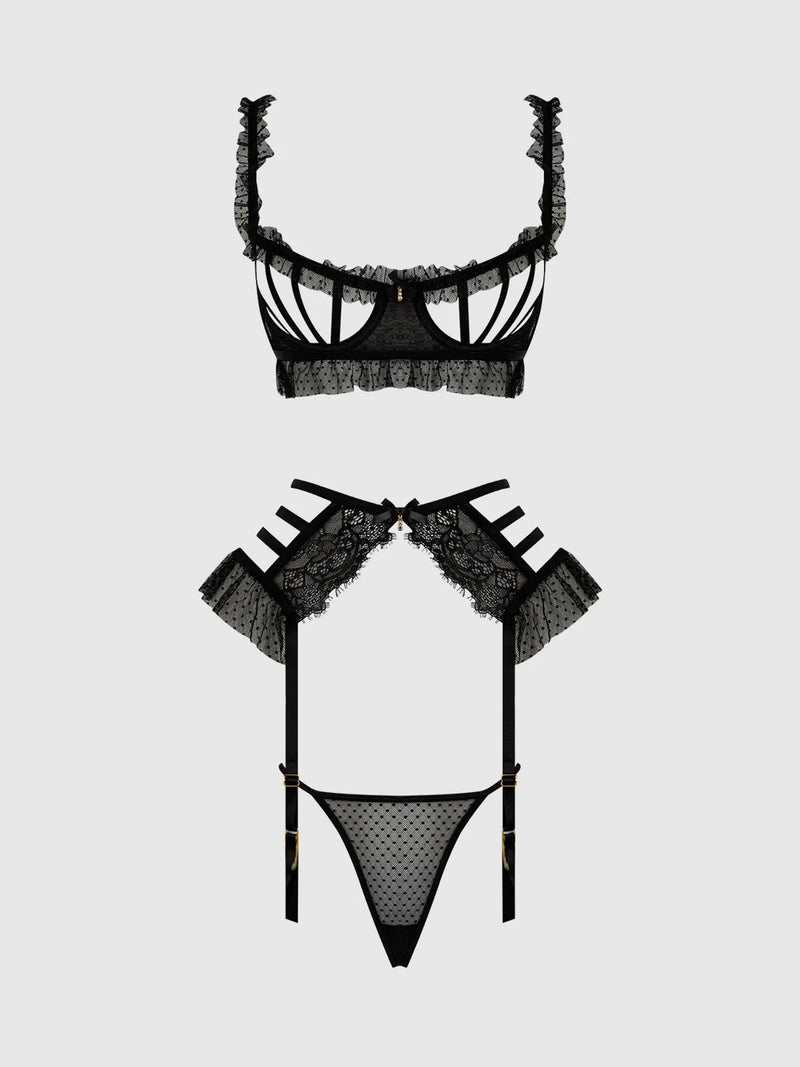 PORTIA 3 PIECE BRA, GARTER & THONG SET Lingerie