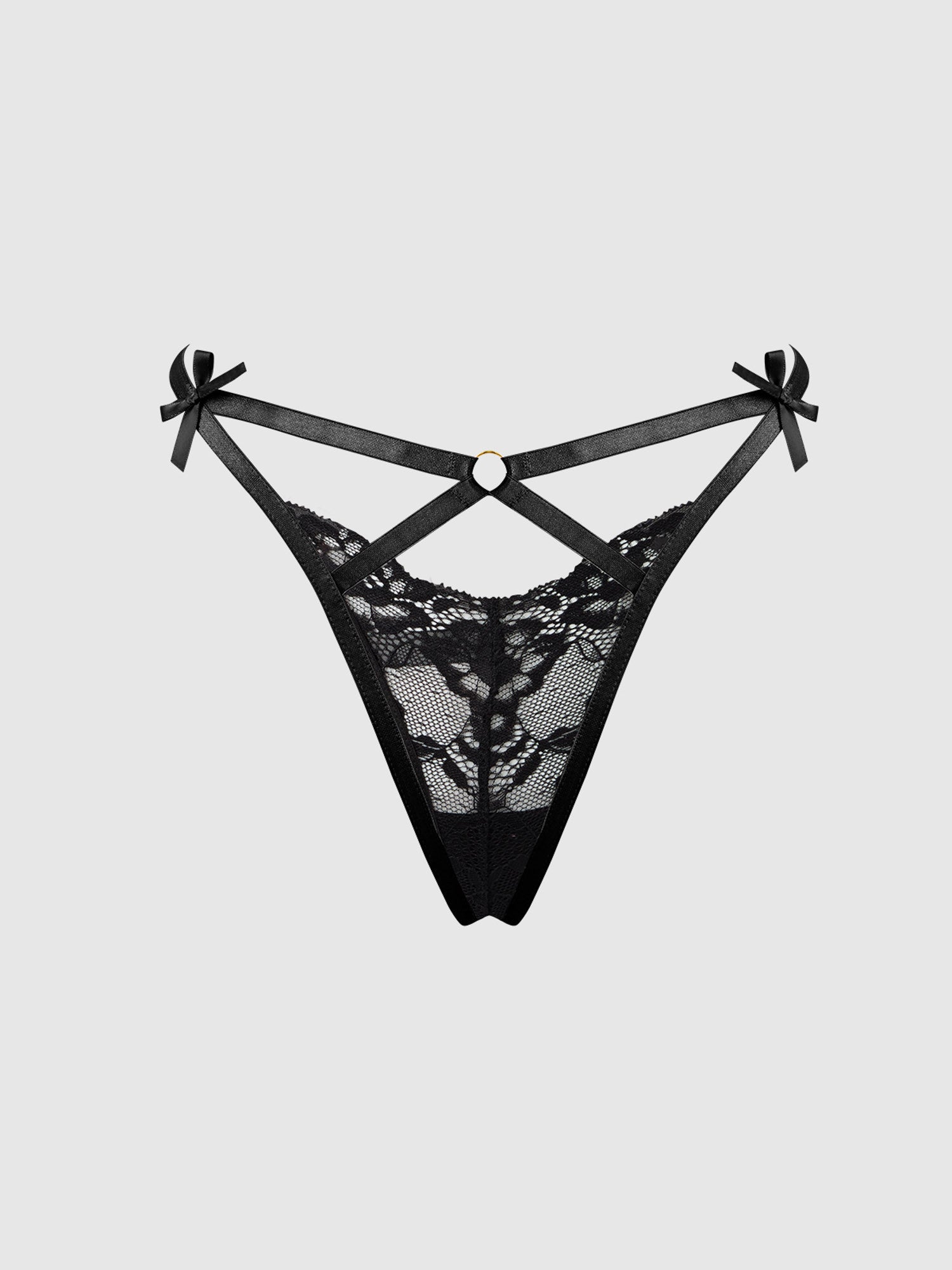 Black Lace Strappy G-String