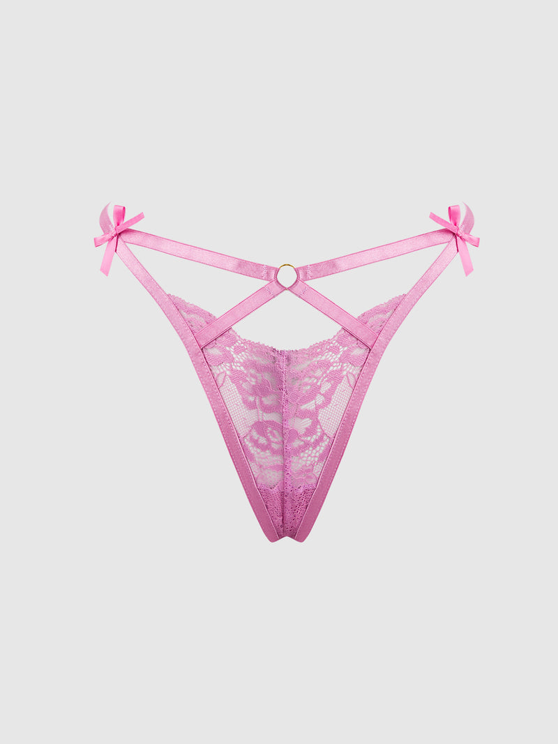 Pink Lace Strappy G String Underwear