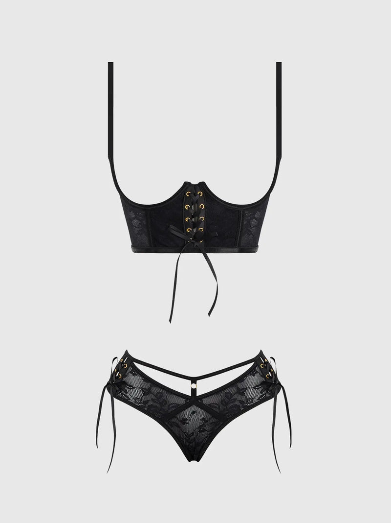 GIA 2 PIECE LONGLINE BRA & PANTY SET Lingerie HOD