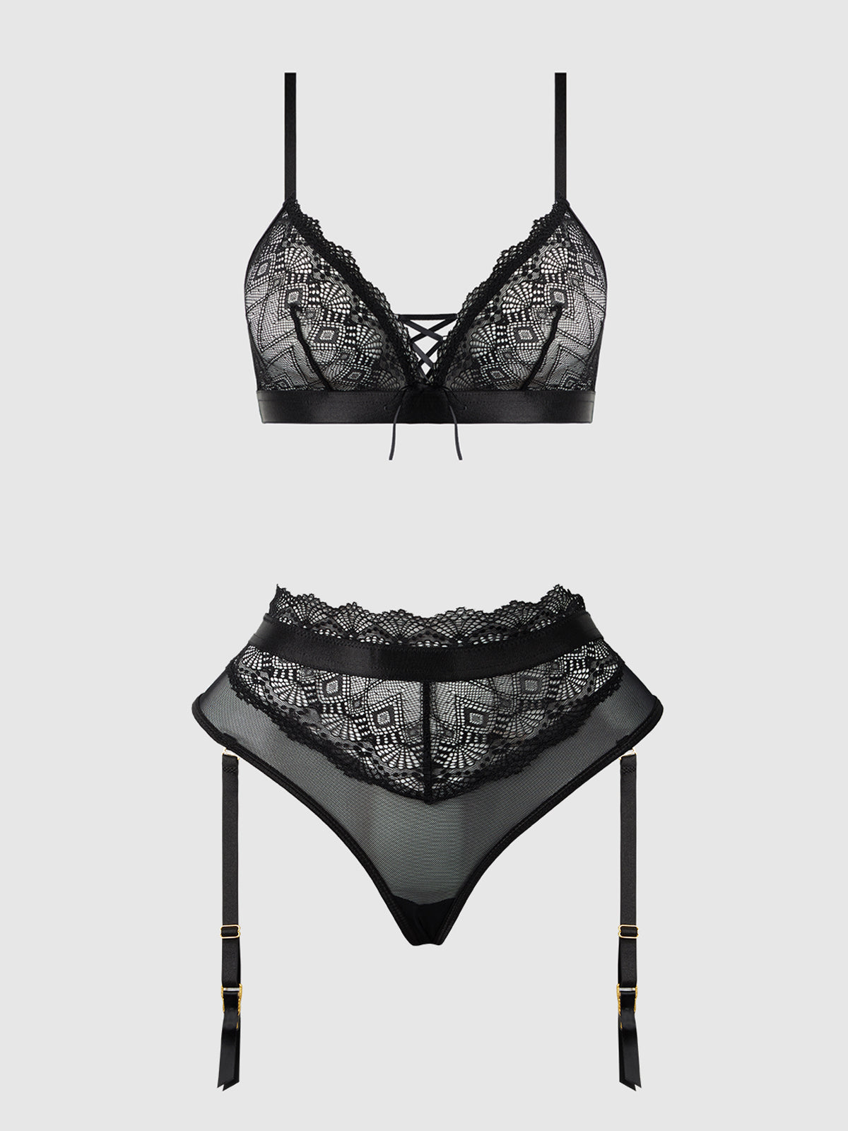 Lace Micro Bralette & Thong Lingerie Set