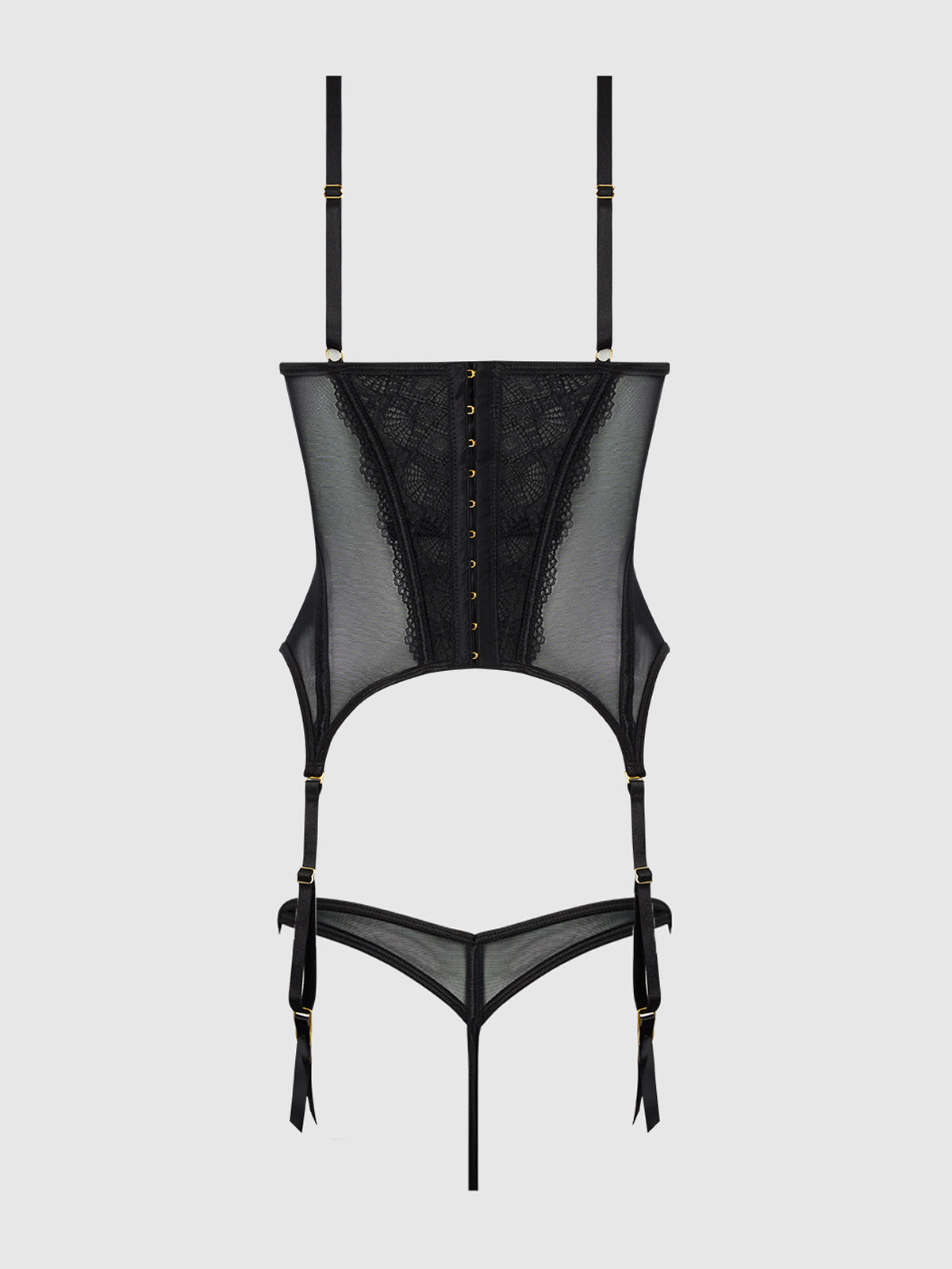 Lace & Mesh Underwire Bustier & G-String Set