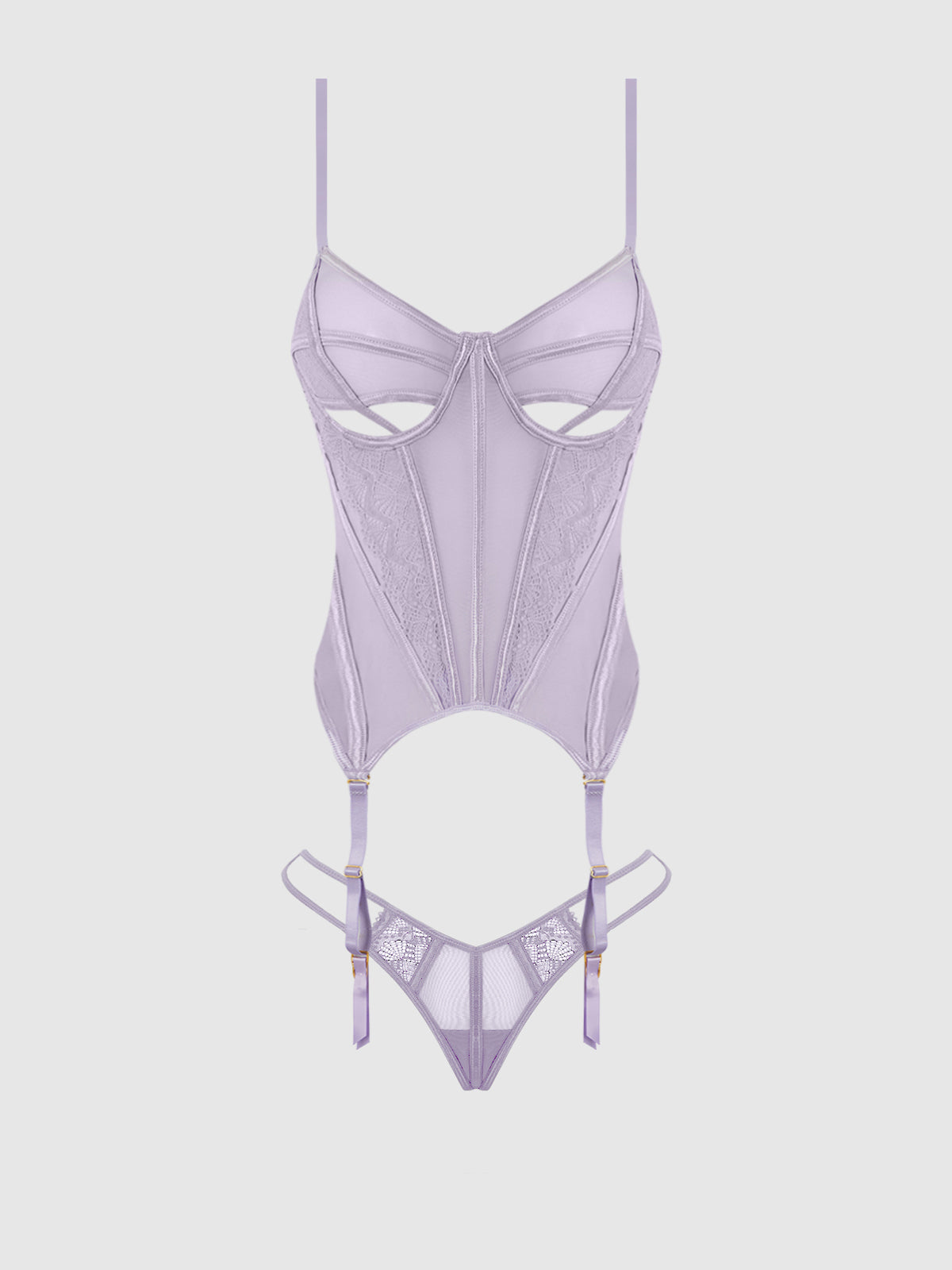 Lace & Mesh Underwire Bustier & G-String Set