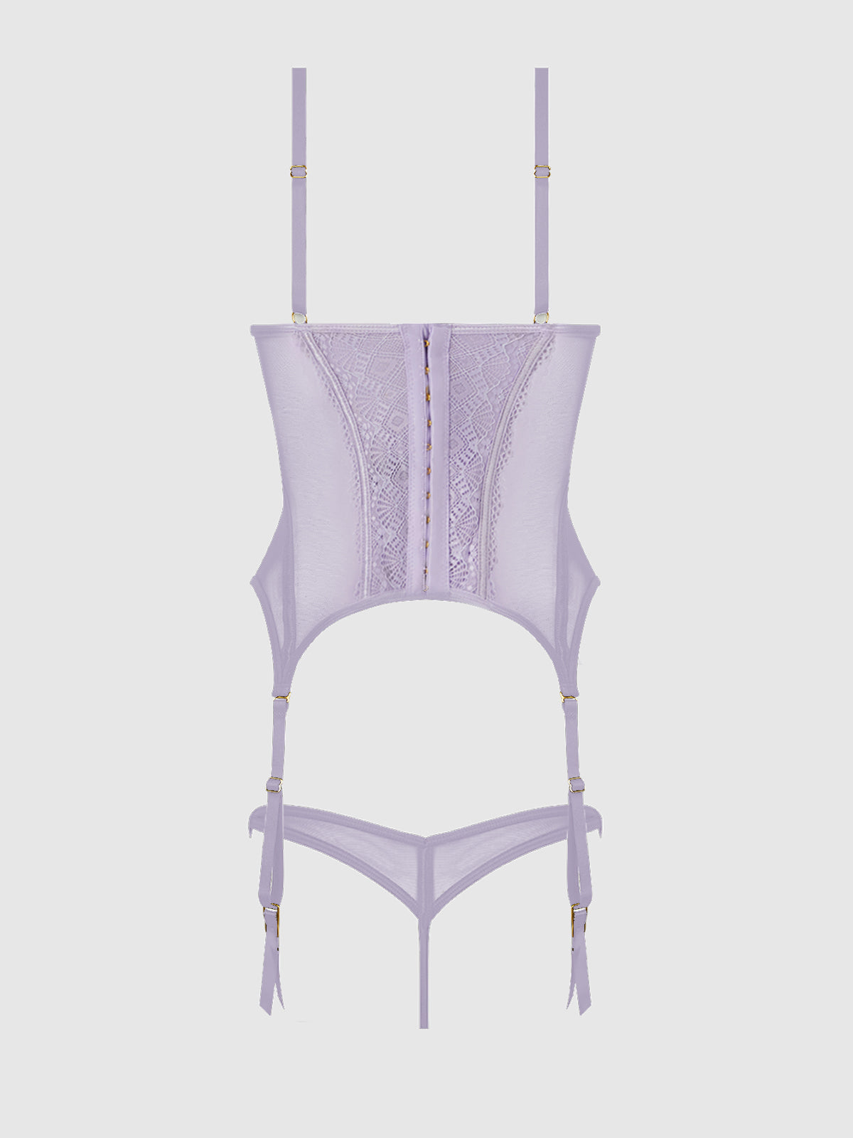 Lace & Mesh Underwire Bustier & G-String Set