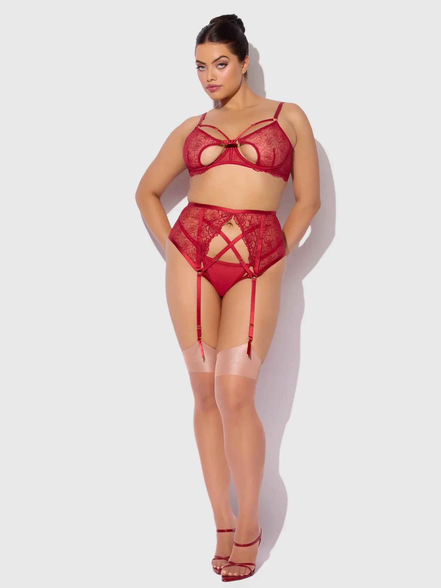 ROSALIE 3 PIECE OPEN CUP BRA SET
