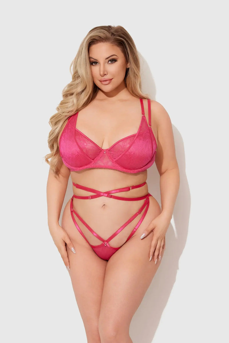 FLORA LACE BRA & STRAPPY THONG SET Lingerie HOD   