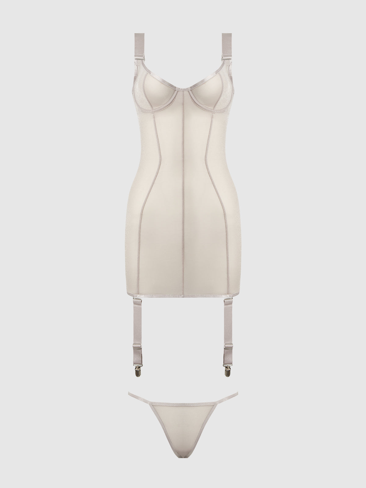 Shimmer Mesh Underwire Chemise & G-String Set