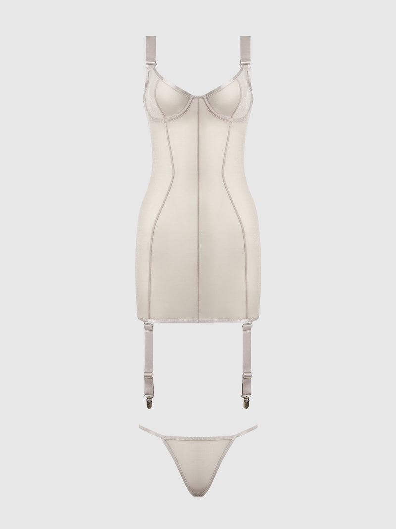 Shimmer Mesh Underwire Chemise & G-String Set