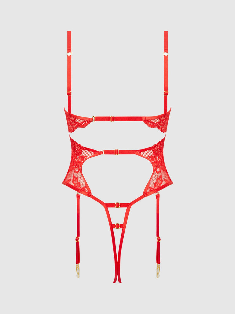 LACE & CHAIN GARTERED TEDDY Lingerie HOD