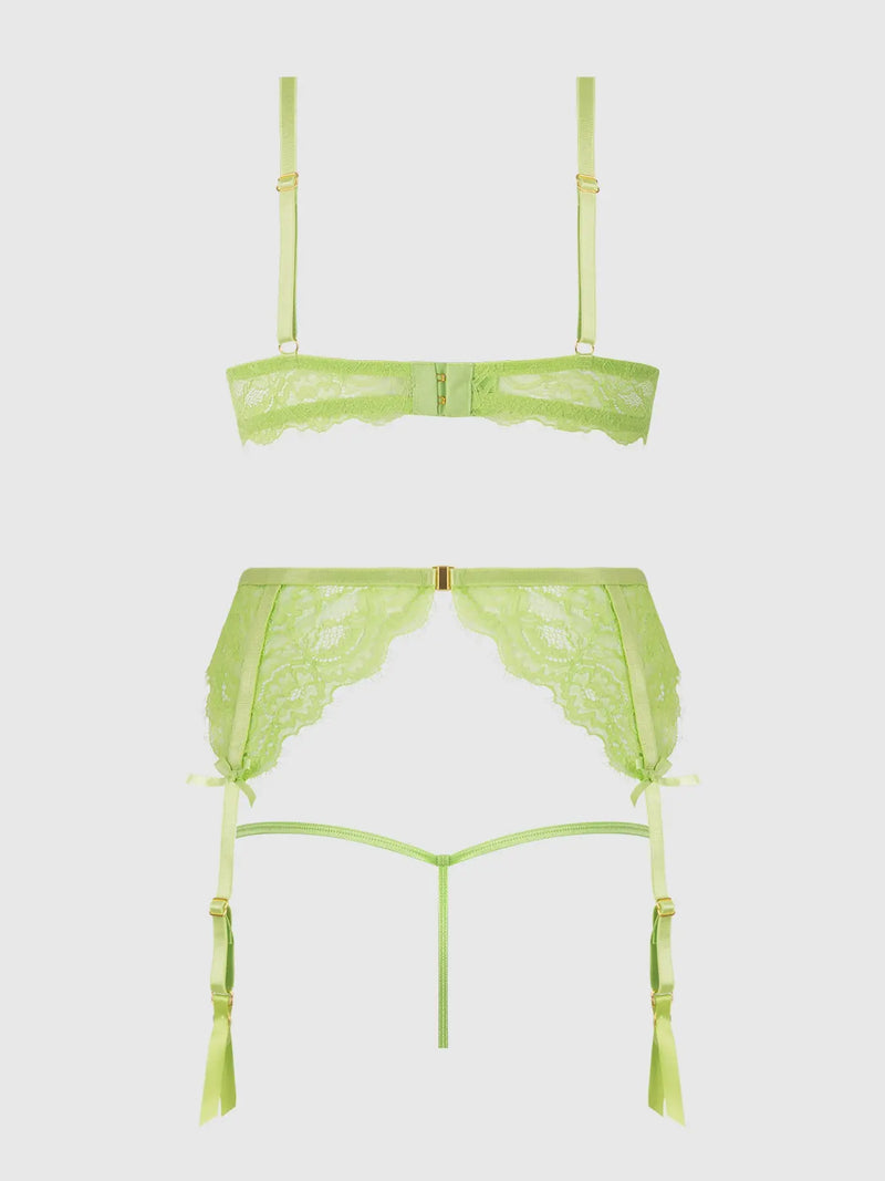 SHAVON LACE BRA, GARTER & THONG SET Lingerie HOD   