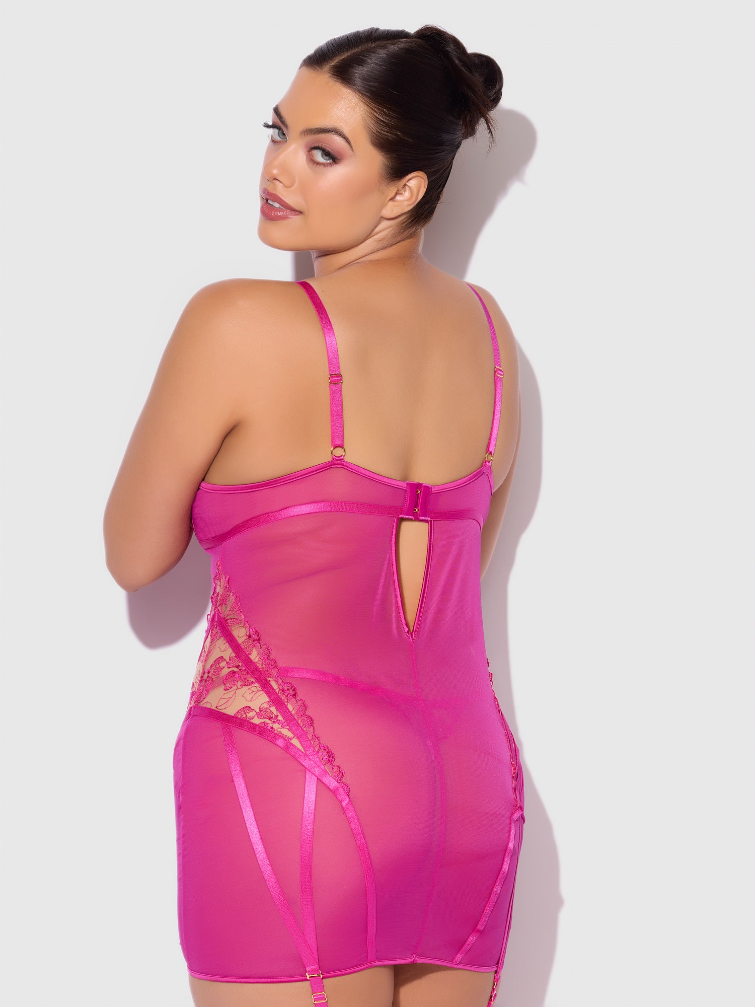HOT PINK BLACKLIGHT CHEMISE SET