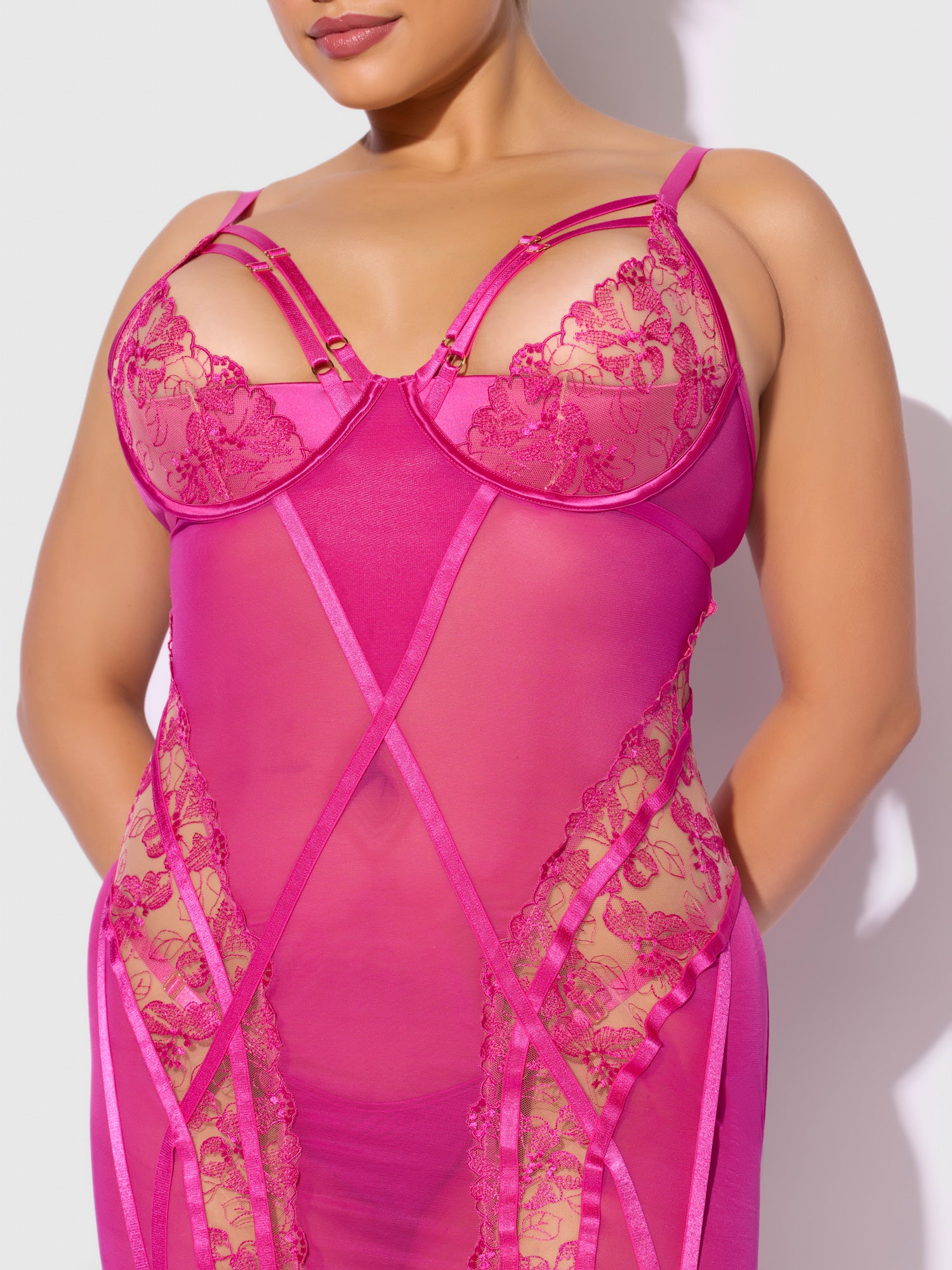 HOT PINK BLACKLIGHT CHEMISE SET