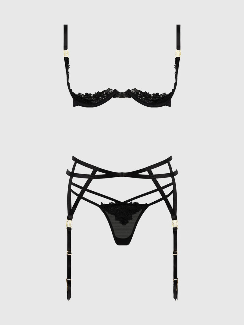 ASHLEY ALEXISS LACE OPEN CUP 3 PIECE SET Lingerie