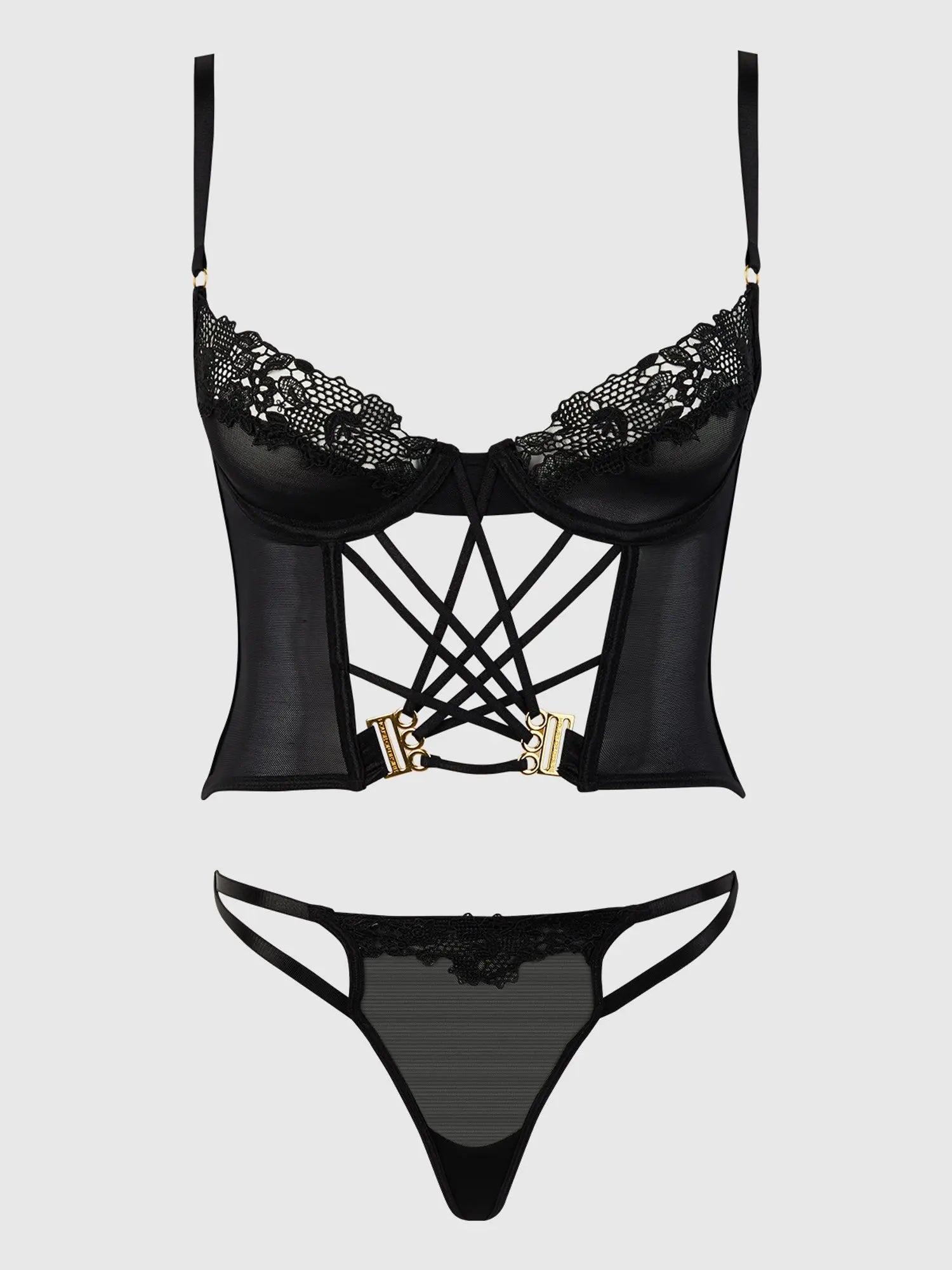 ASHLEY ALEXISS LACE BUSTIER SET