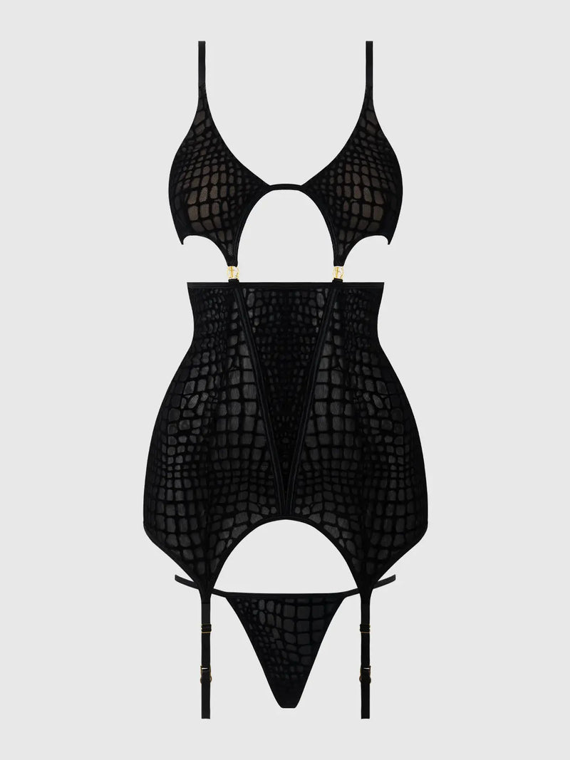SNAKE VELVET CHEMISE SET Lingerie HOD Small BLACK
