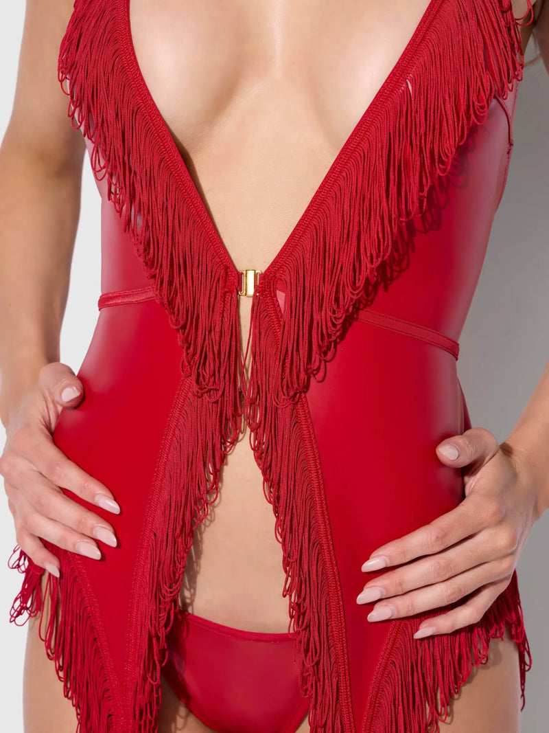PHOENIX CHEMISE SET : red lingerie leather Lingerie HOD