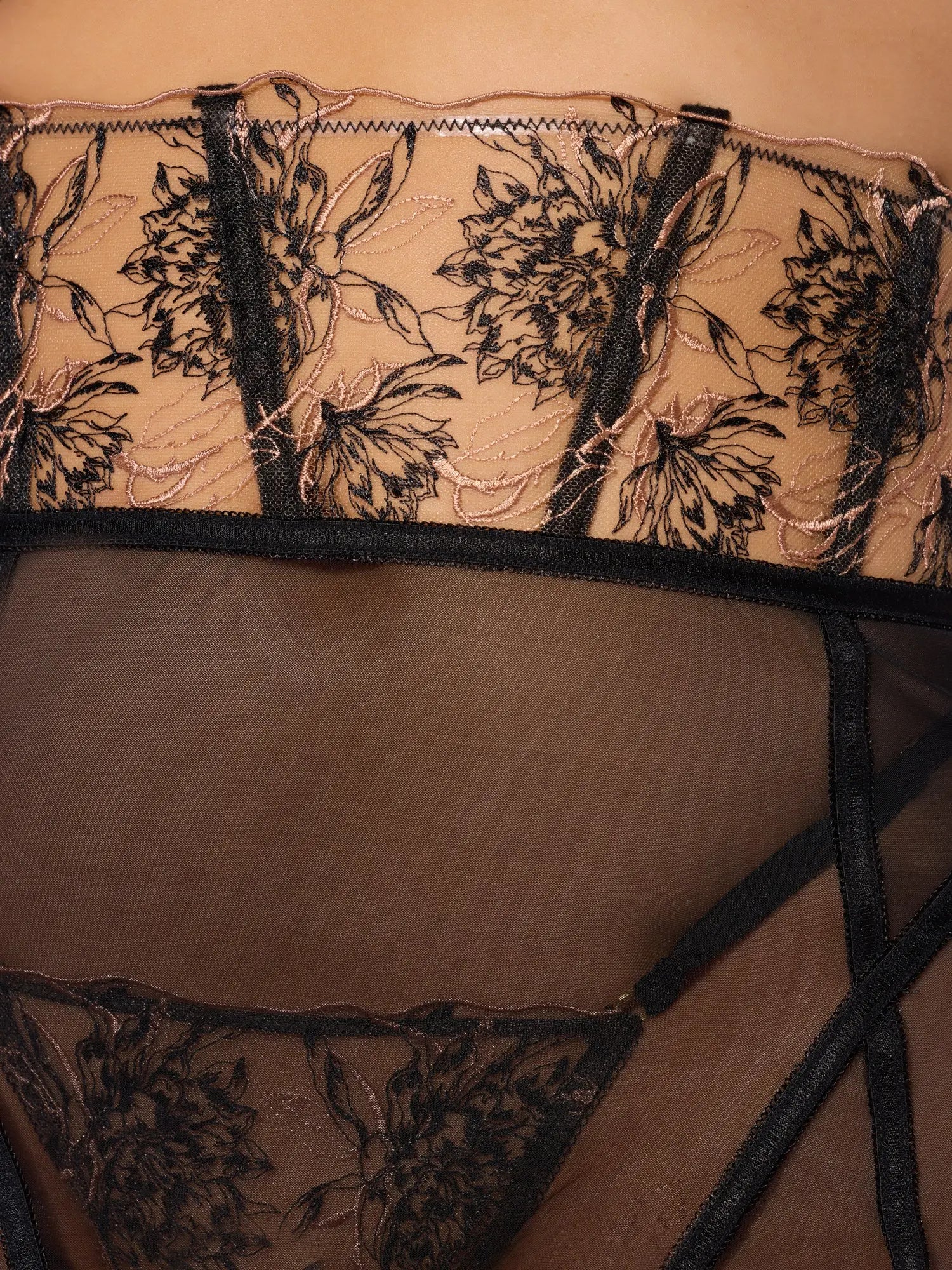 Seductress Embroidered Open-Back Half Skirt