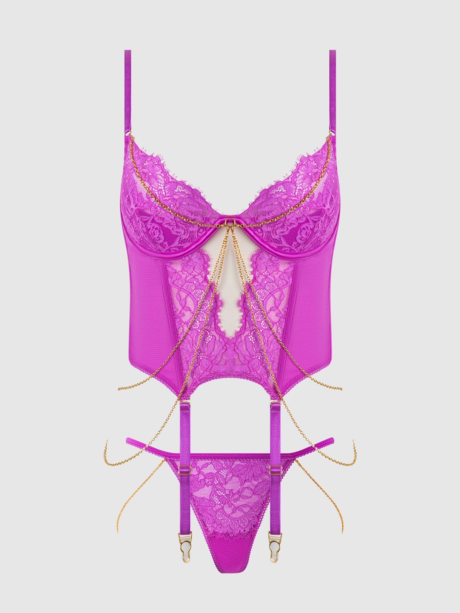 Pink Lace & Chain Bustier & G-String Set HOD S
