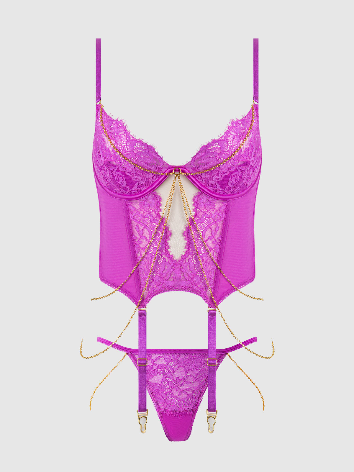 REANNA LACE & CHAIN BUSTIER & G-STRING SET