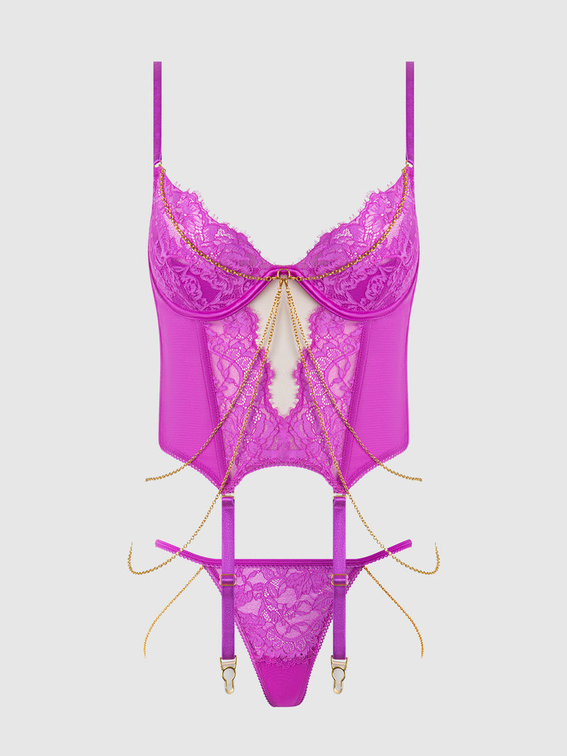 Pink Lace & Chain Bustier & G-String Set HOD S