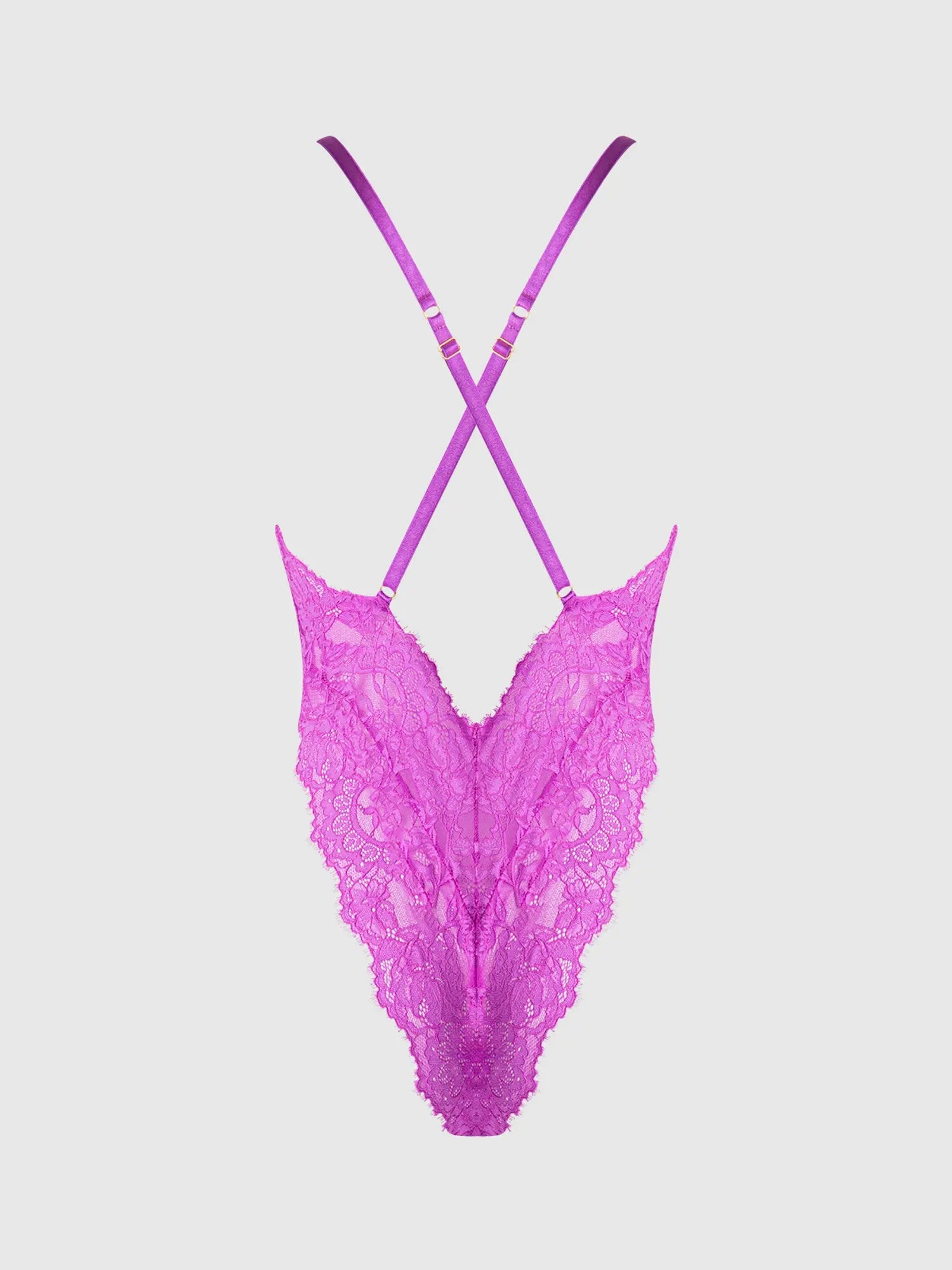 Pink Lace & Chain Plunge Bodysuit