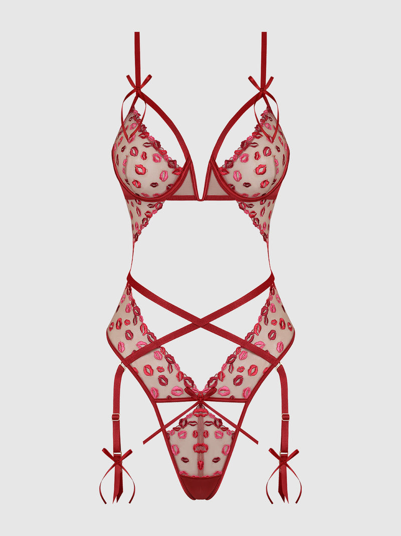 ANGELINA LIPS EMBROIDERY CUTOUT TEDDY